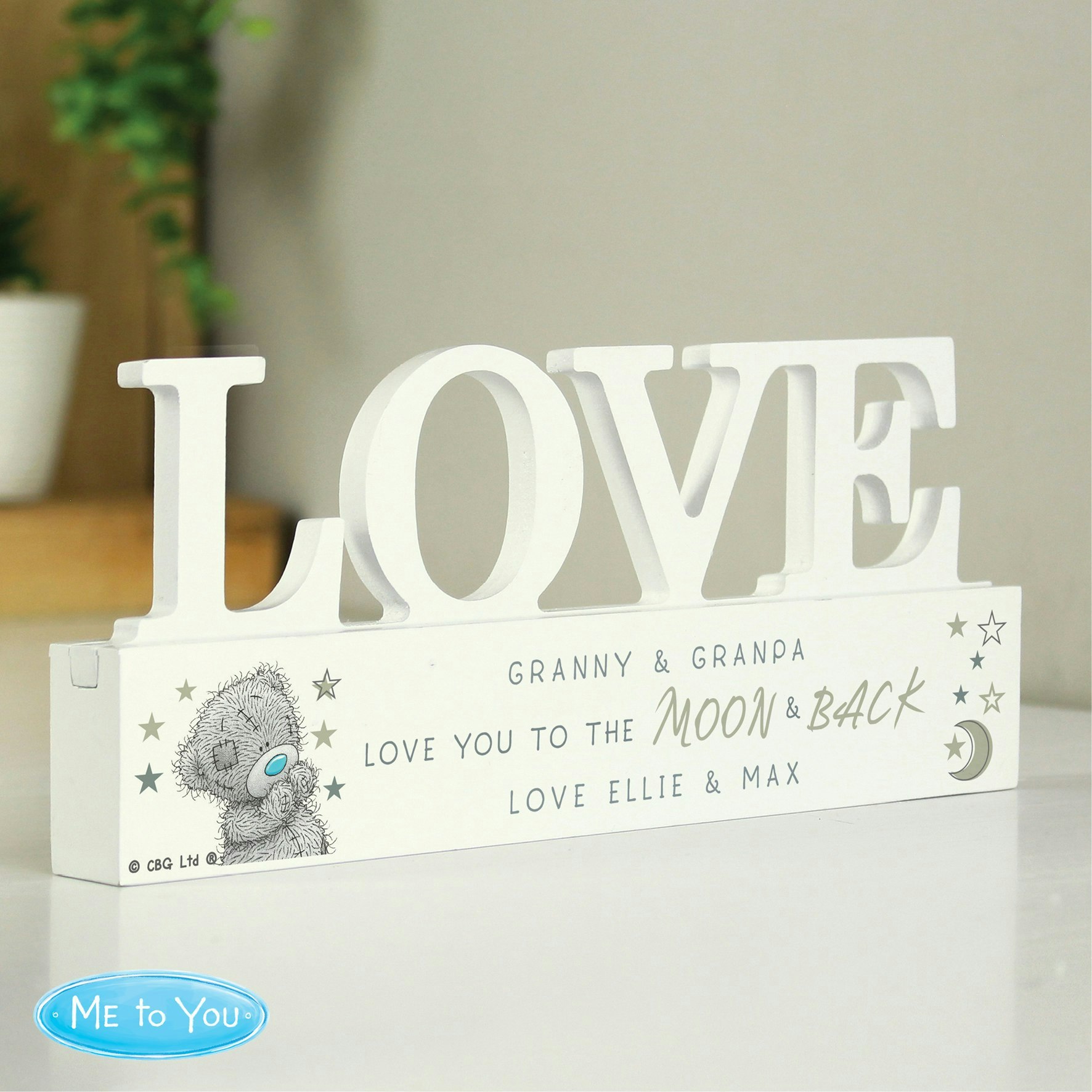 Personalised Memento Company Personalised Me To You Moon And Back Wooden Love Ornament