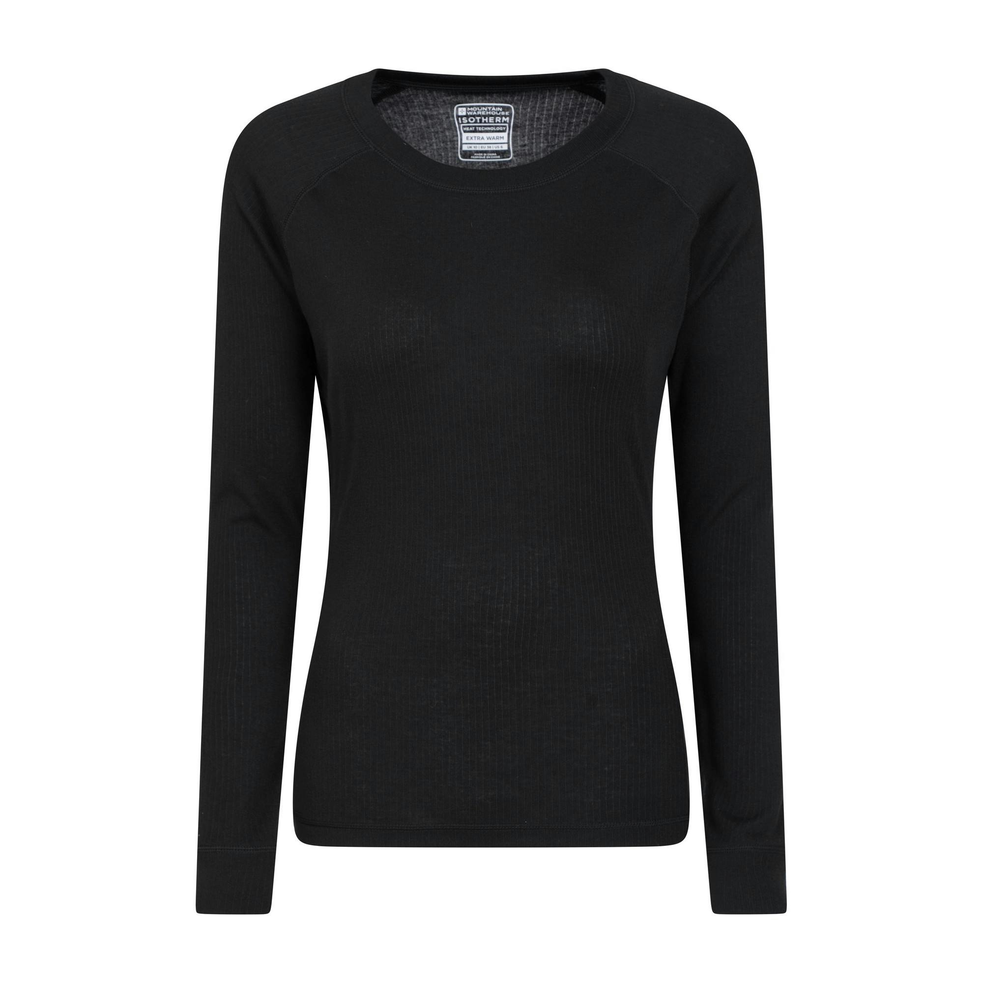 Mountain Warehouse Women's Black Talus Long-Sleeved Top - 10 Uk - 100% Polyester