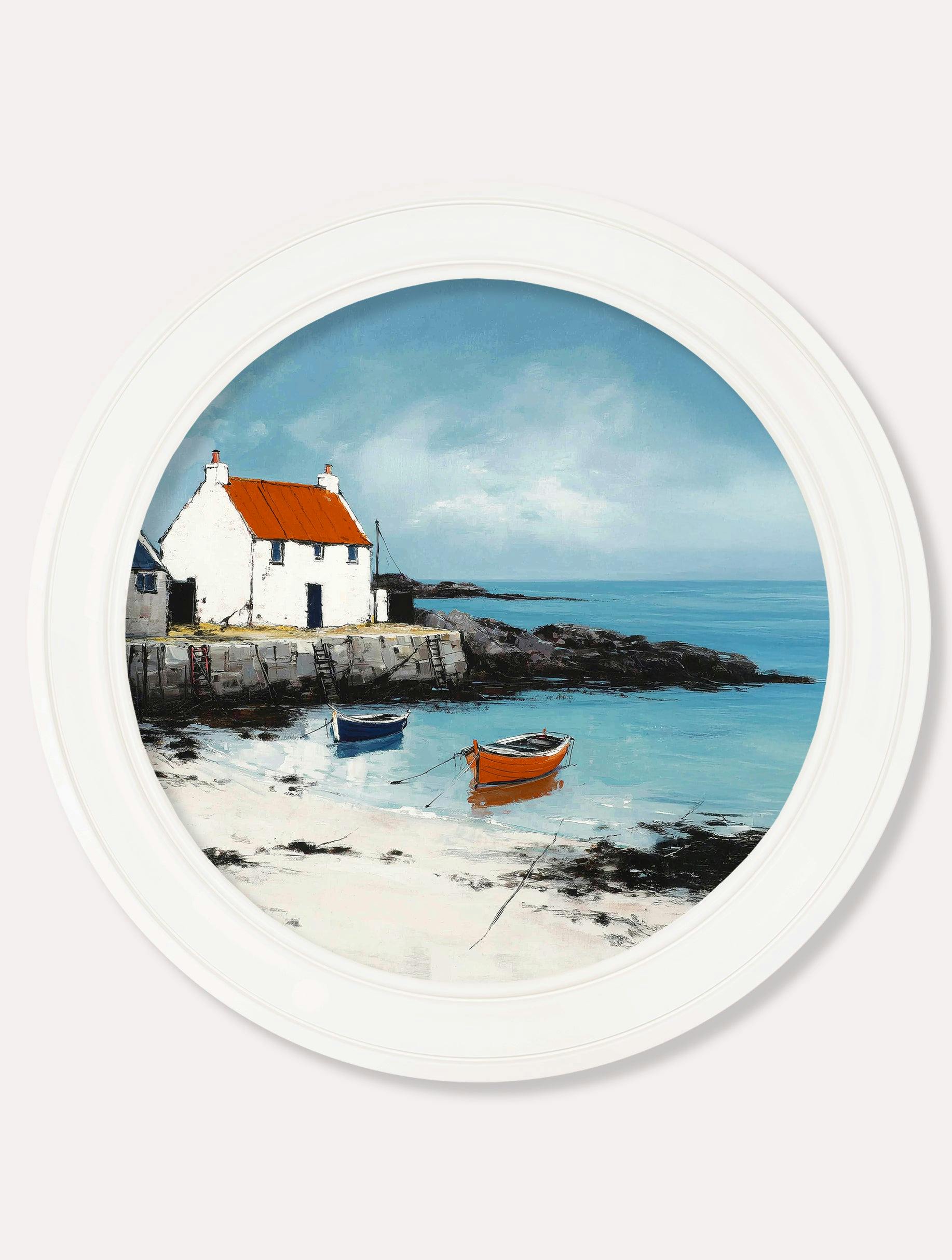 Rackhams White The Coastal House - Oxford Strong Round Frame - The Coastal House - 70 X 70Cm