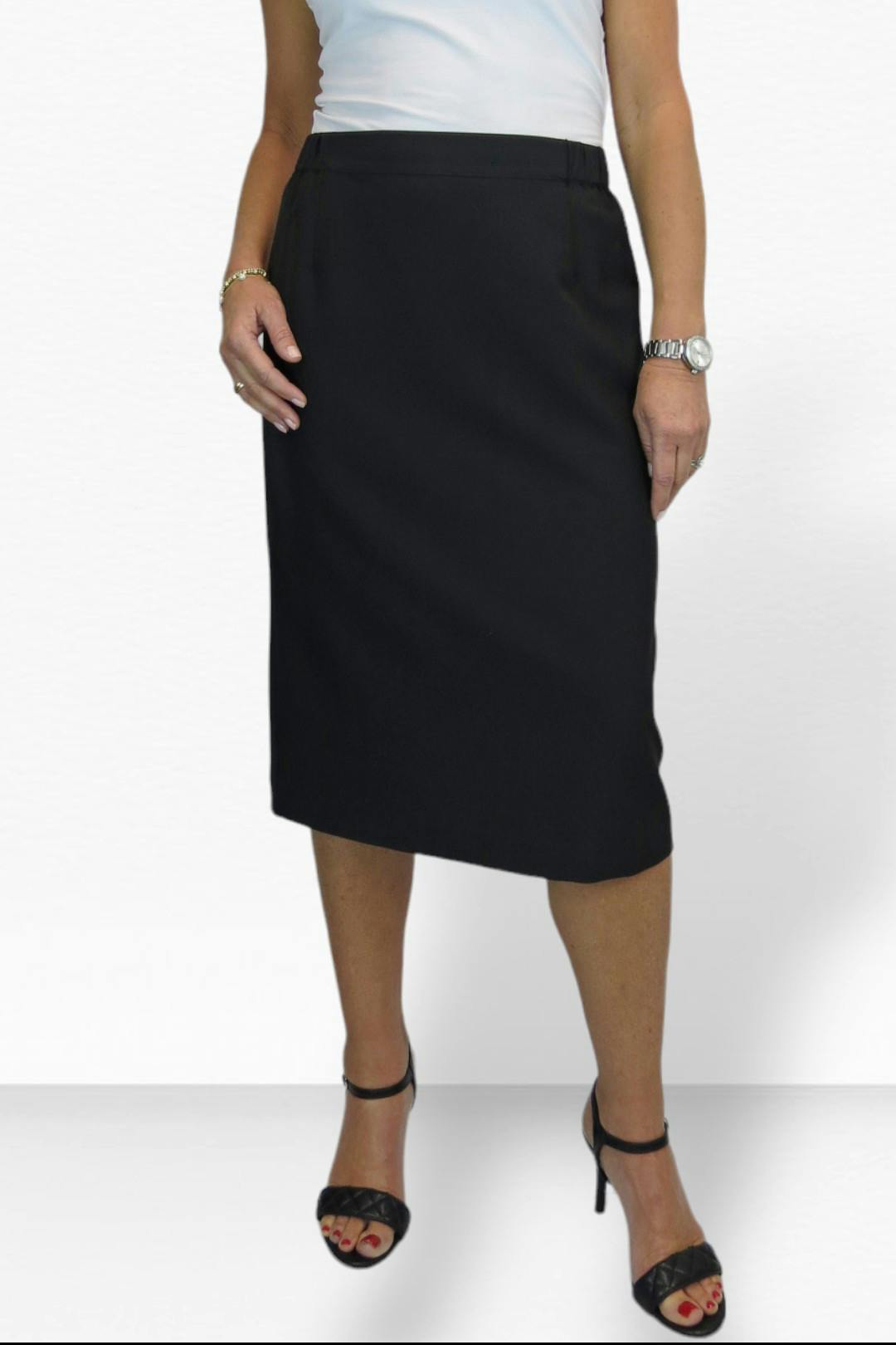 Paulo Due Women's Black Tailored Midi Pencil Skirt - 10