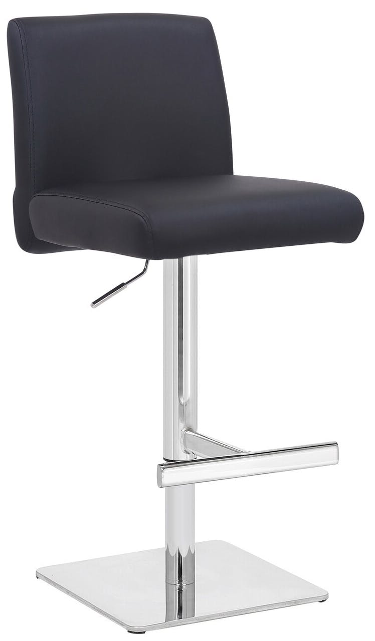 Rackhams Black Snella Deluxe Breakfast Bar Stool, Height Adjustable Swivel Gas Lift, Home Bar & Kitchen Real Leather Barstool,