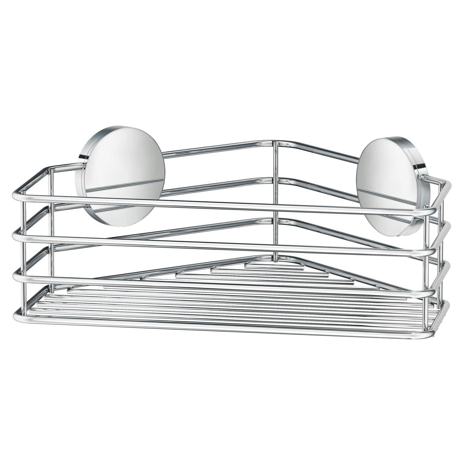 Beslagsboden Polished Chrome Stainless Steel Corner Shower Basket Self Adhesive Wall Mounted