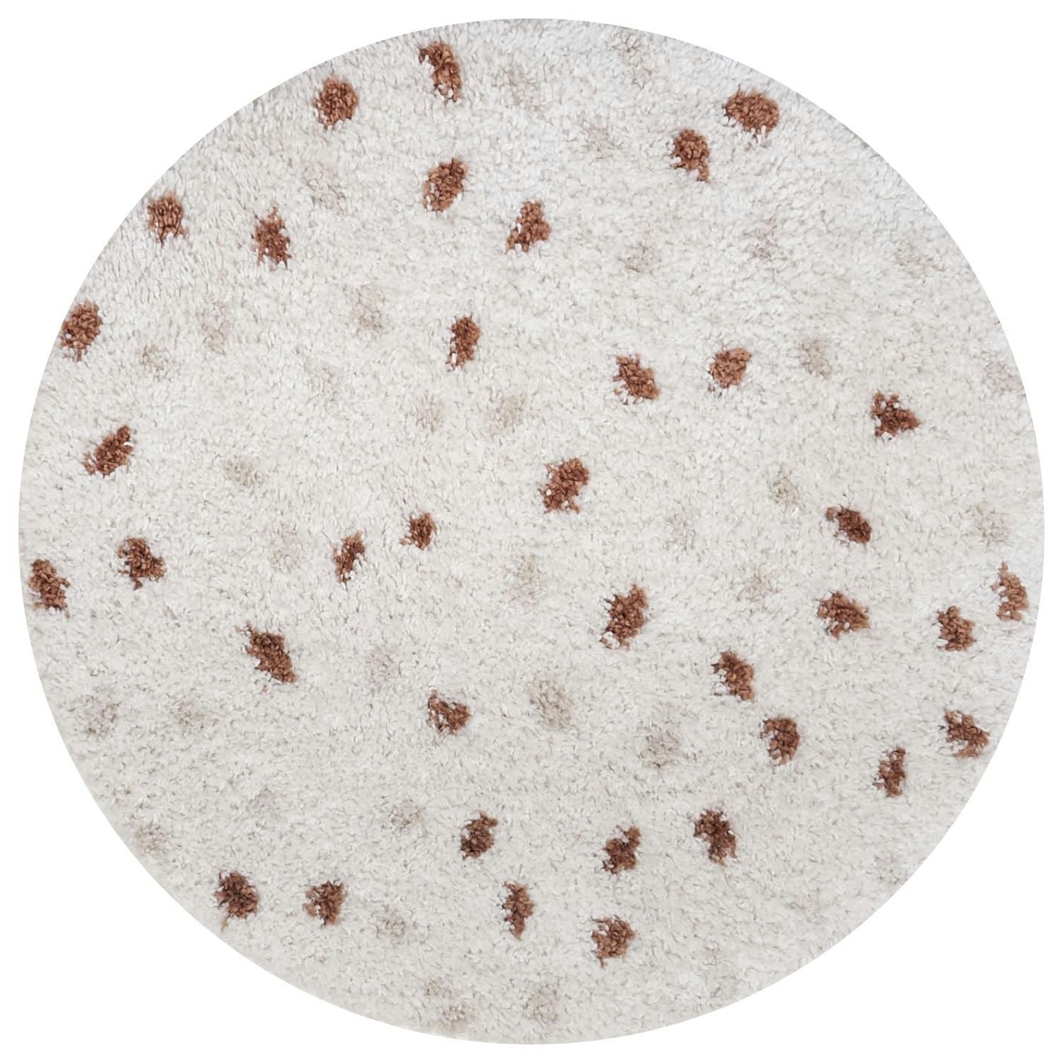 The Rugs Cream Moodi Shaggy /Terra Biscotti Rug - Ø 120 Cm