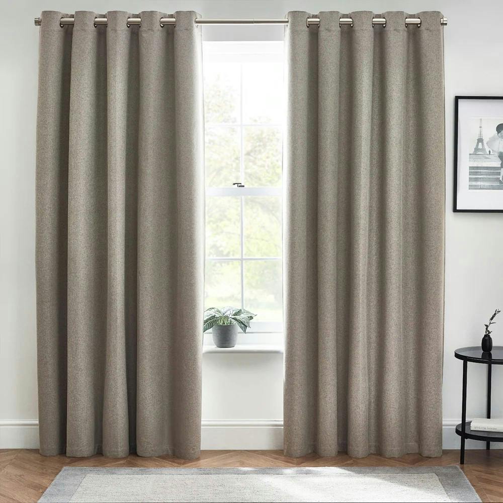 Rackhams Grey Dawn Eyelet Curtains - 66In X 90In - 100% Polyester