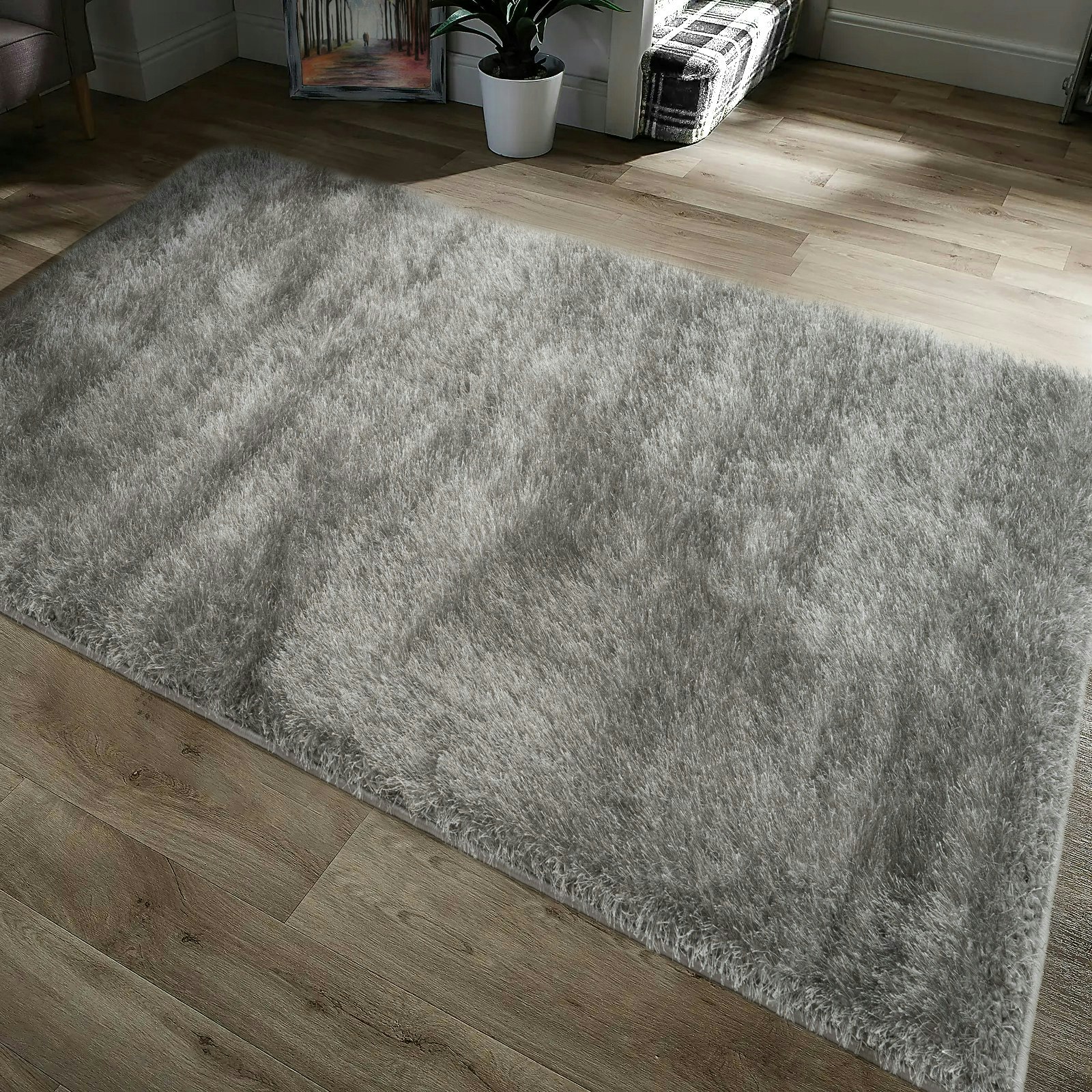 Rackhams Silver Majestic Shaggy Rug - 120 X 170