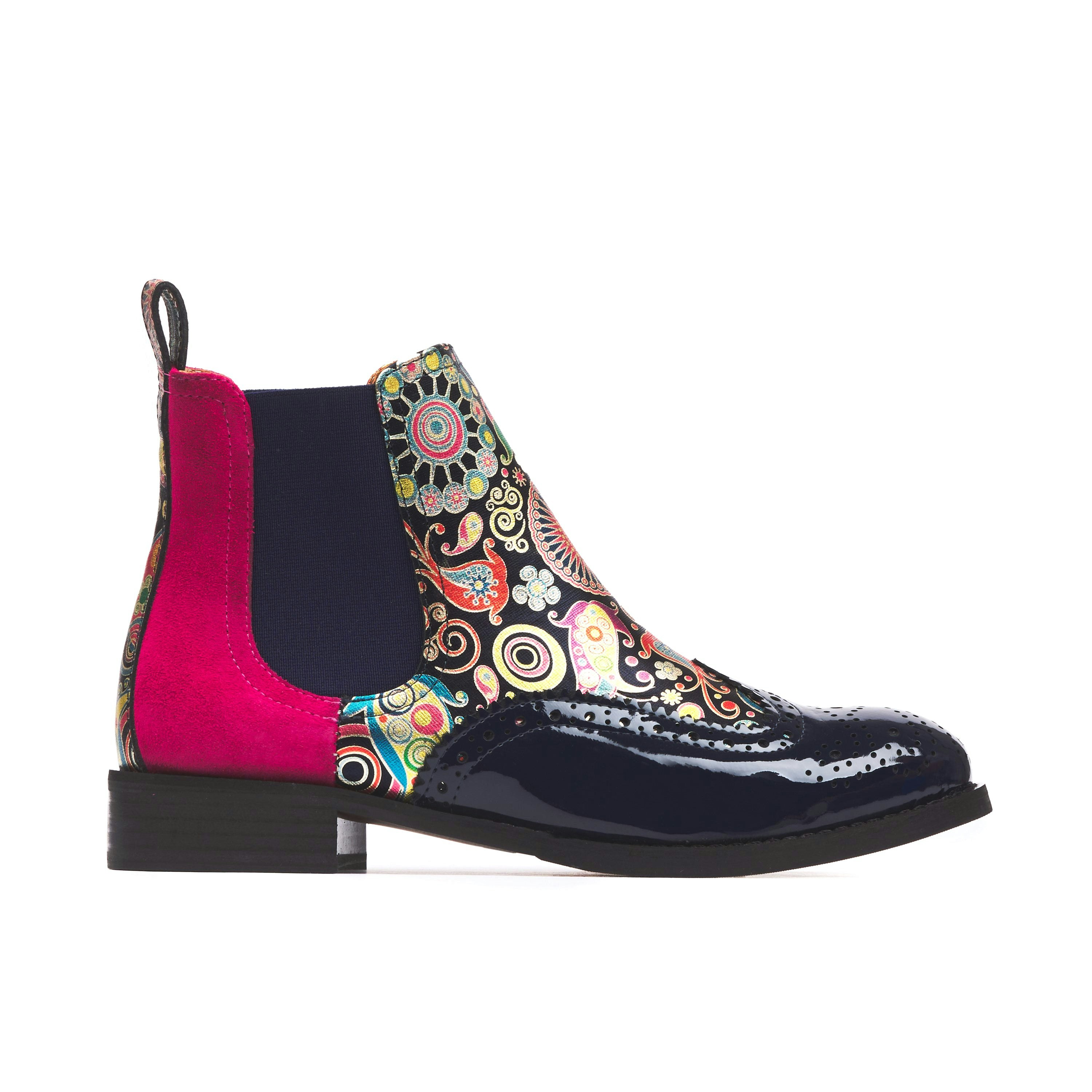 Embassy London Women's Pink Mamacita - Navy - Almond Toe Chelsea Boot With Wingtip Brogue Detail - Uk 8 / Eu 41 / Us 10