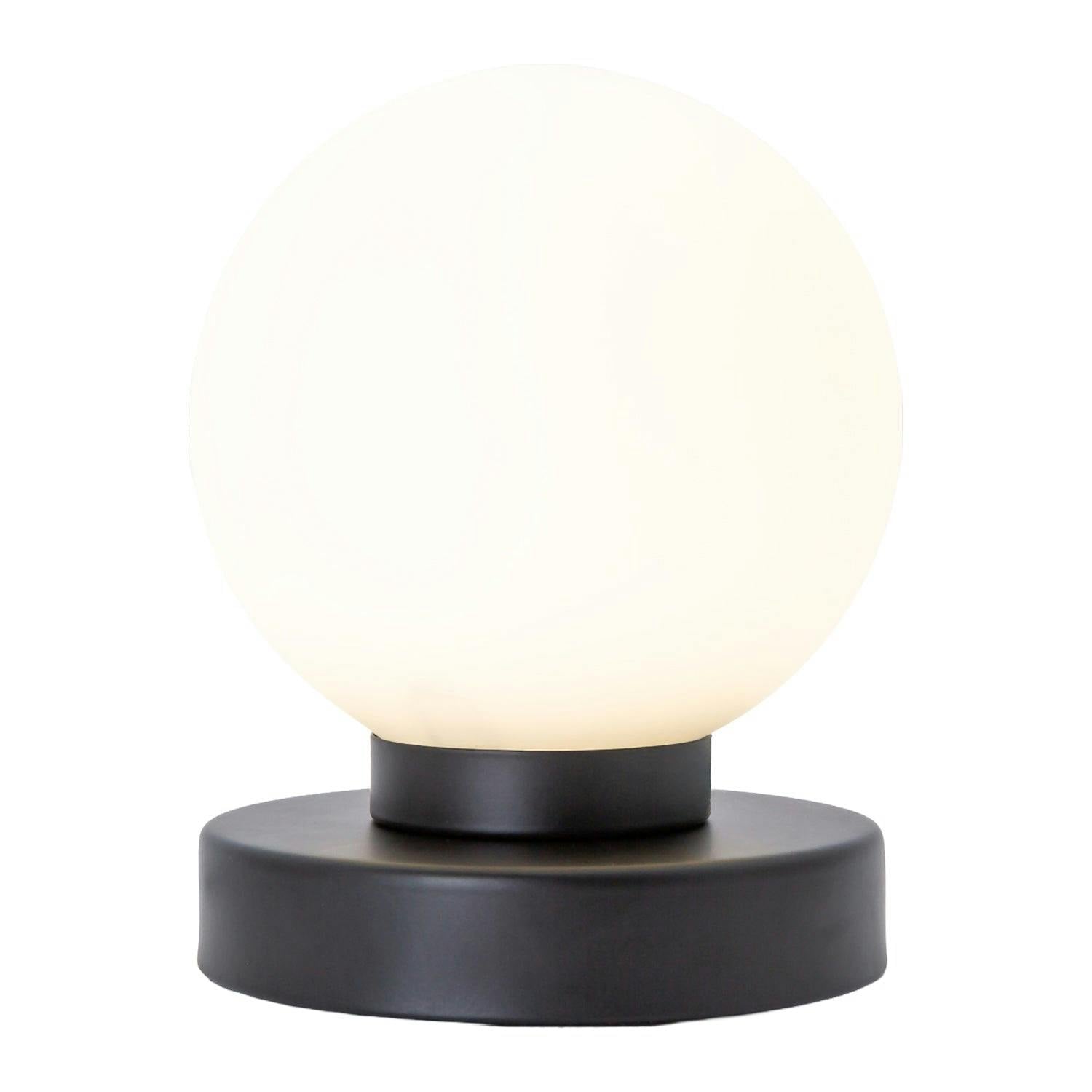 Happy Homewares Black Contemporary Opal Glass Globe Table Lamp With Matte Round Base