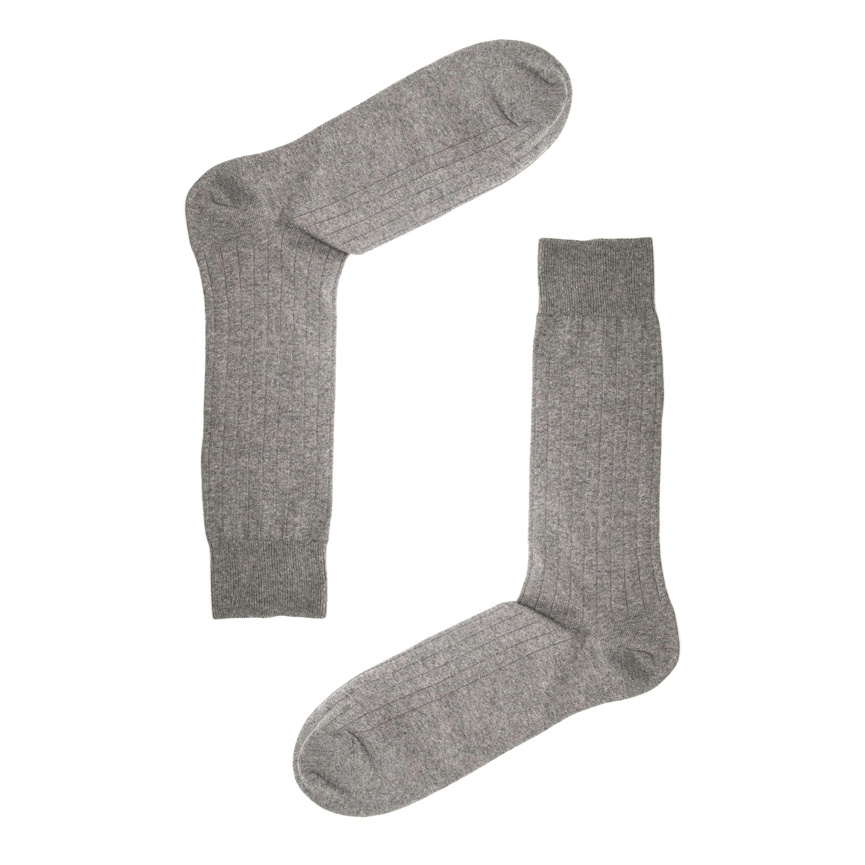 Jemsox Men's Light/Grey Marl Recycled Rib Socks | Sustainable & Soft - Large / Eur 43-46 / Uk 9-11