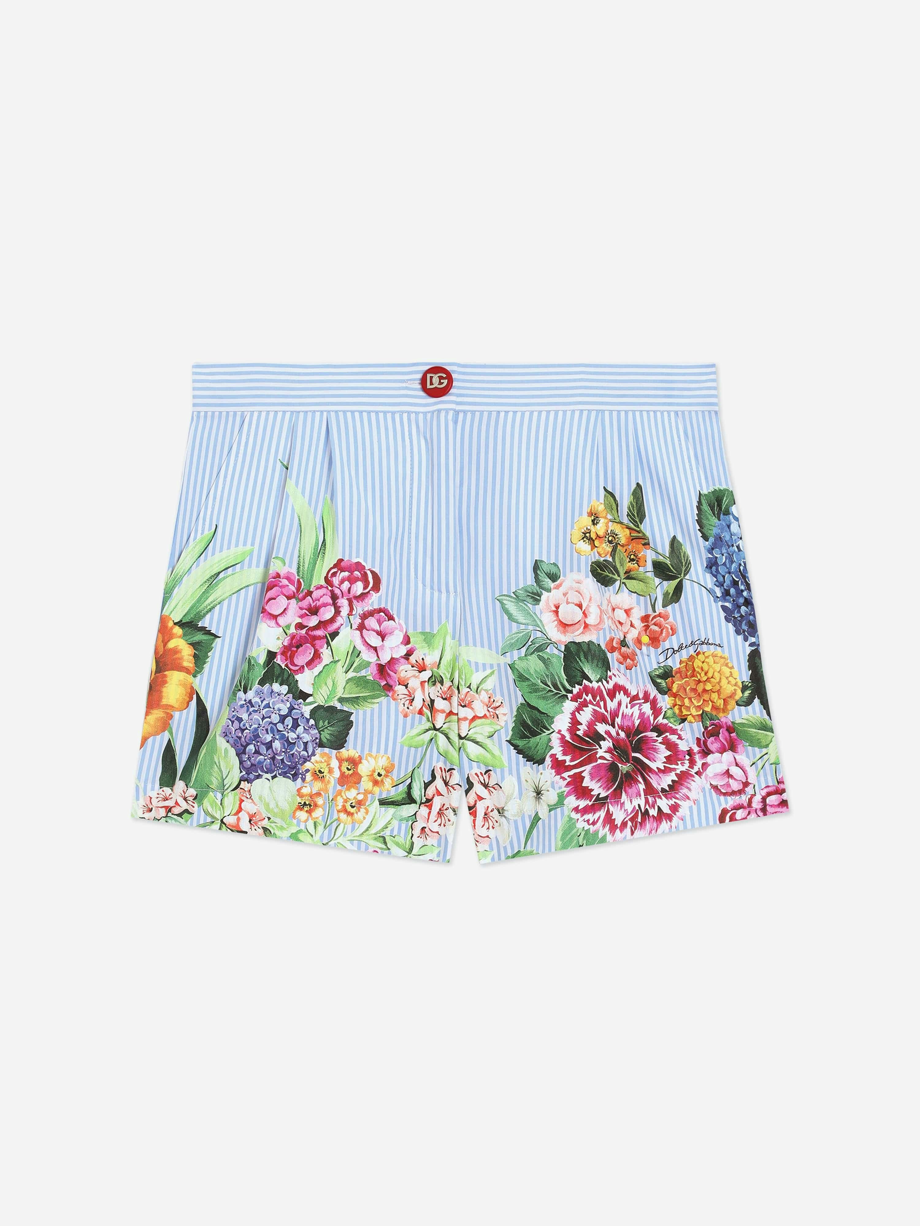 Dolce & Gabbana Kids Girls Dolce & Gabbana Striped Floral Shorts In Multicolour - Multicoloured - 10 Yrs