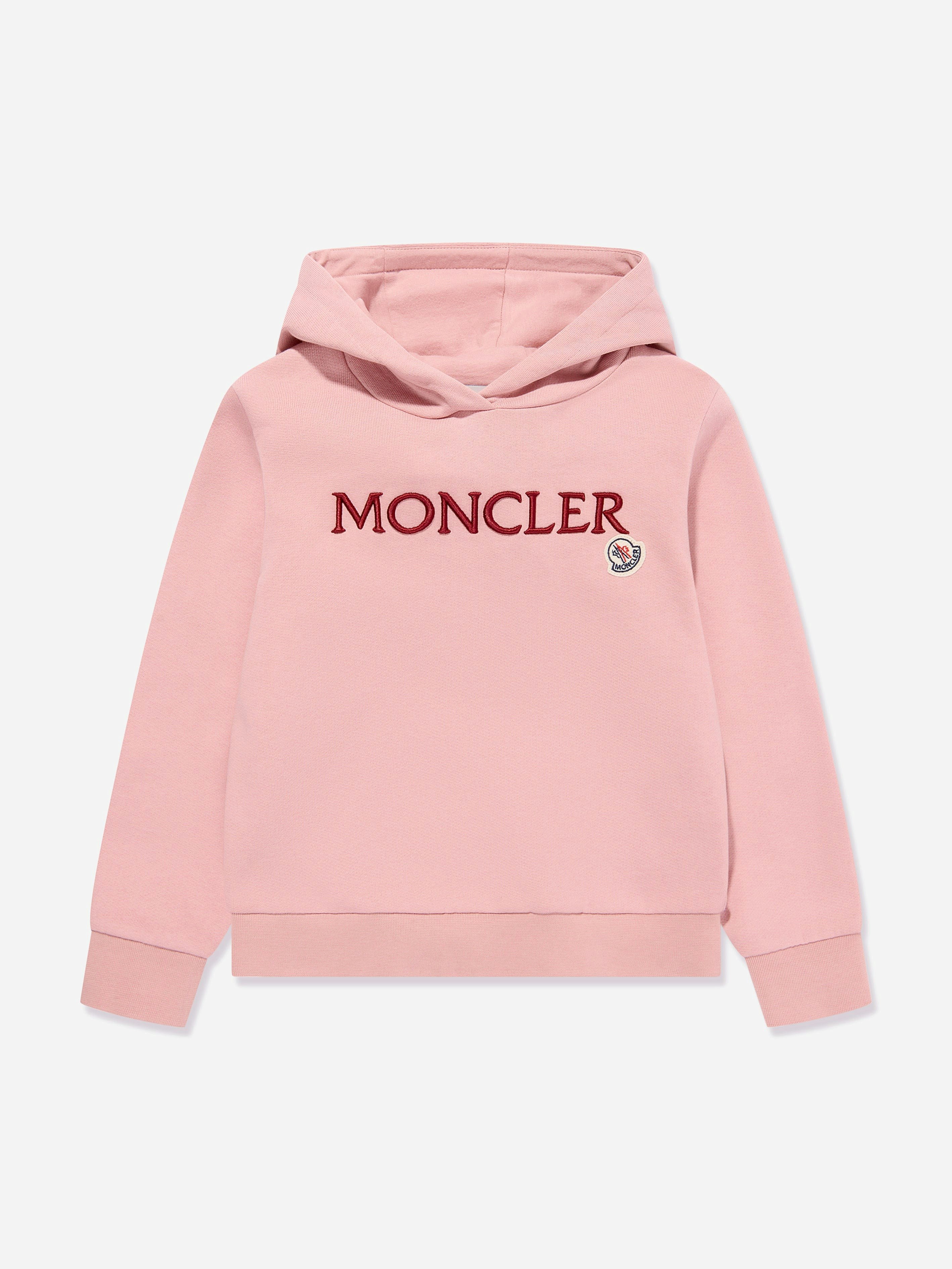 Moncler Enfant Girls Pink Logo Hoodie In - 12 Yrs