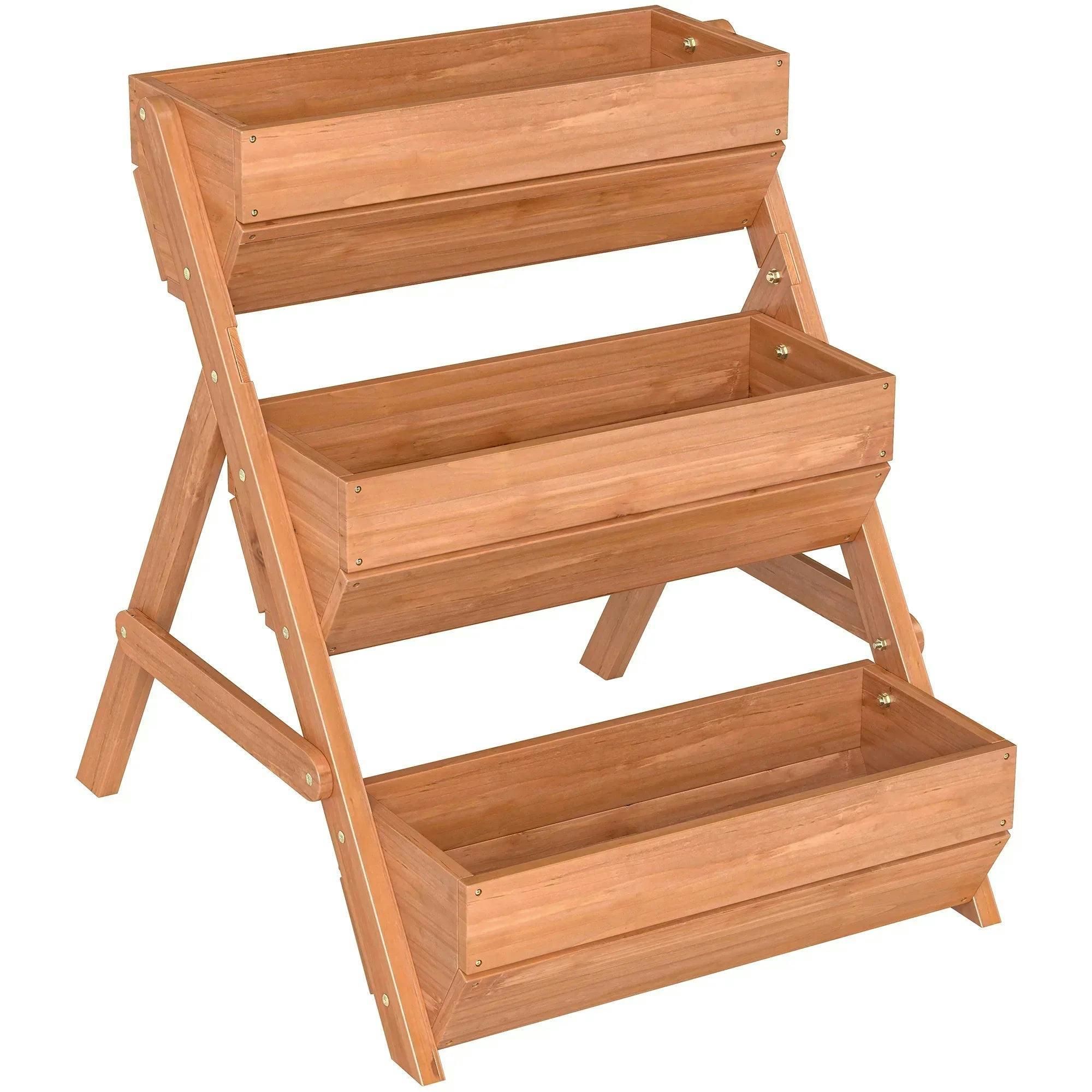 Outsunny Unisex Brown 3 Tier Raised Garden Bed Wooden Elevated Planter Box Kit In - Image 7