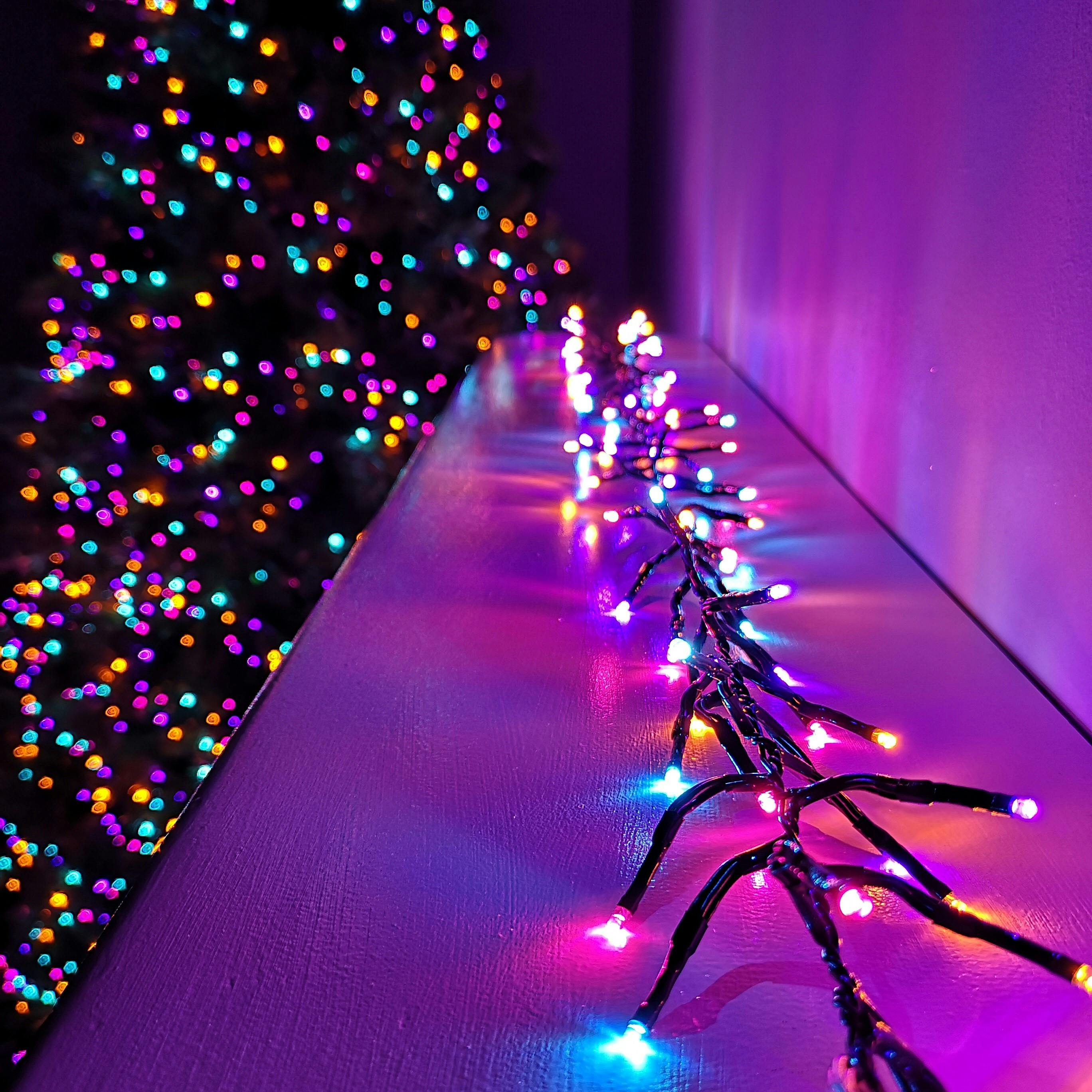 Rackhams Green/Light 480 Led 6.2M Premier Clusterbrights Indoor Outdoor Multifunction Mains Operated Christmas Cluster Lights With Timer In Rainbow