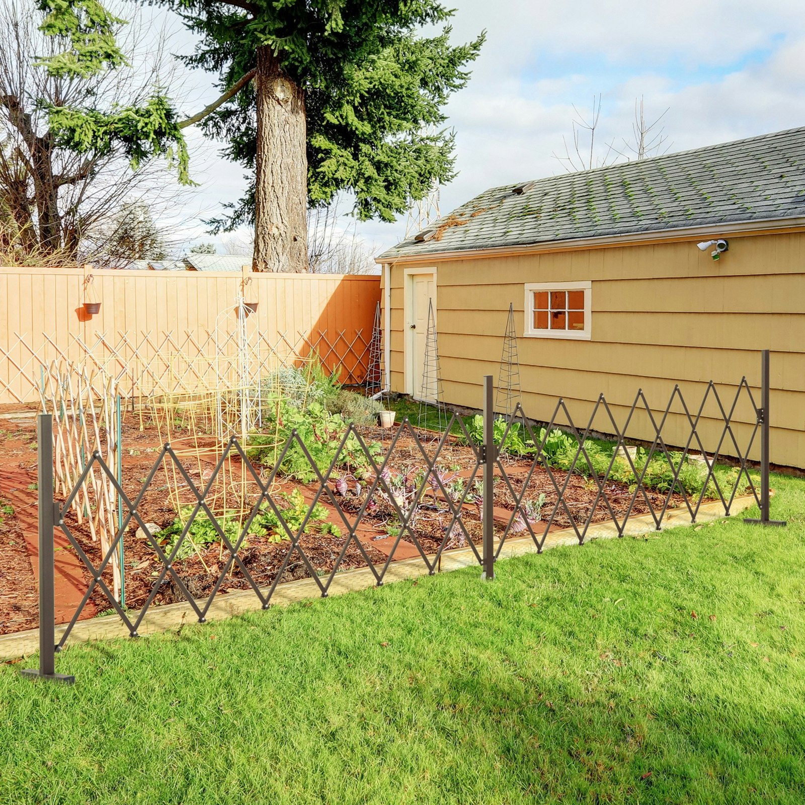 Rackhams Dark/Brown Aluminum Expandable Movable Fence Foldable Garden Screen Panel