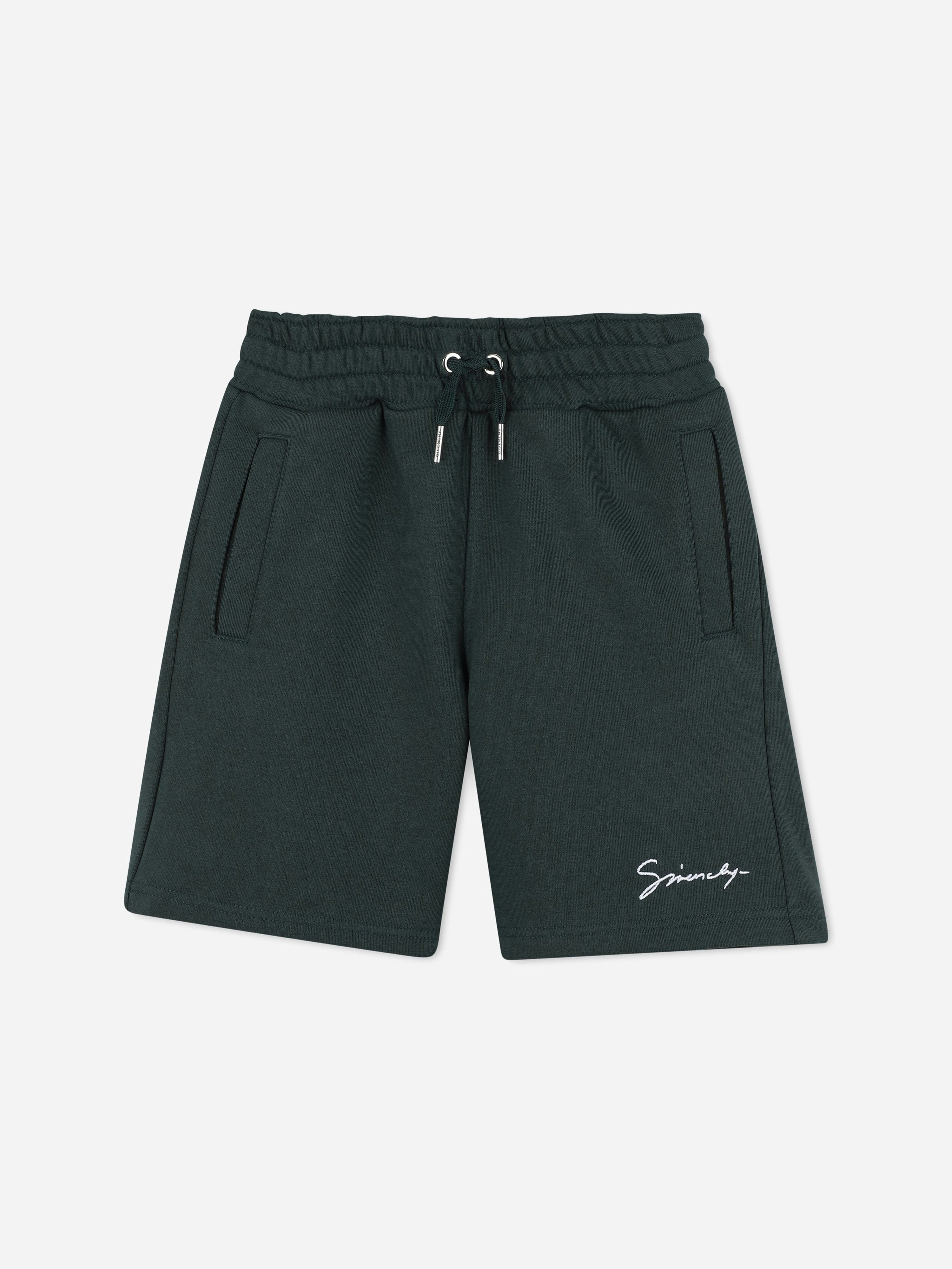 Givenchy Boys Green Embroidered Logo Shorts In - 6 Yrs
