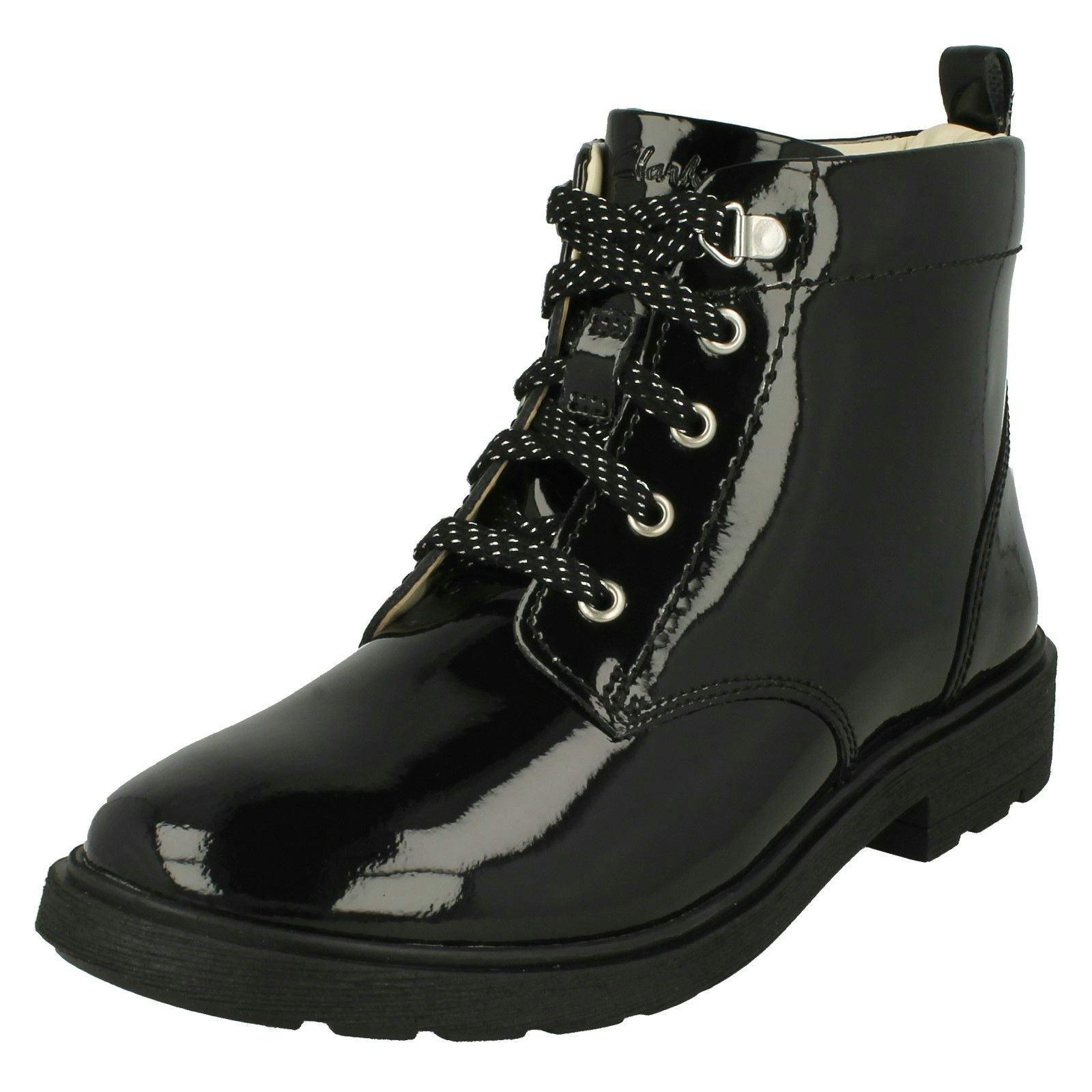 Clarks Girls Black Lace Up Detailed Ankle Boots Astrol Lace - Uk 9.5 Child - F