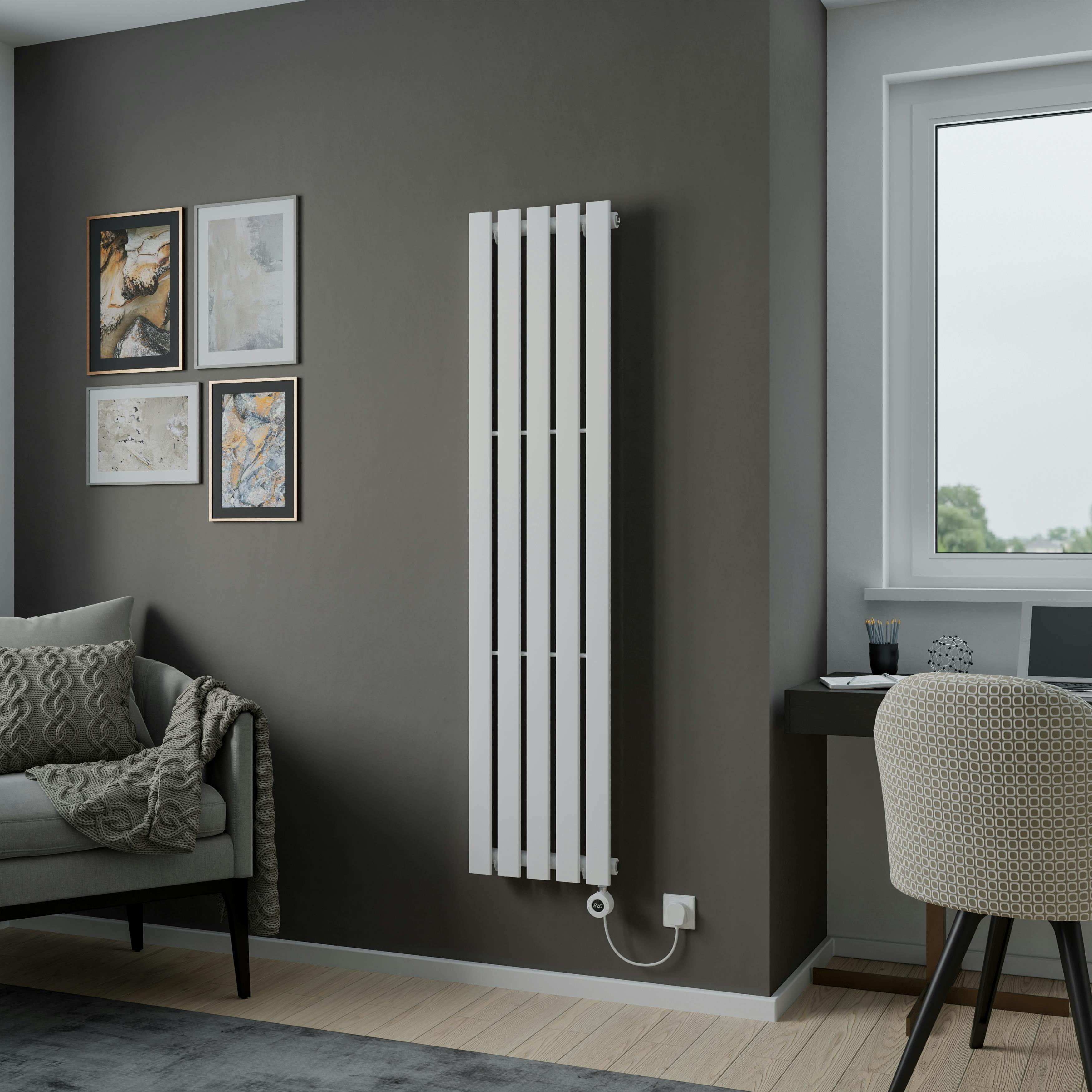 Agadon White Lola Electric Flat Panel Radiator With Smart Control - 600 X 1208