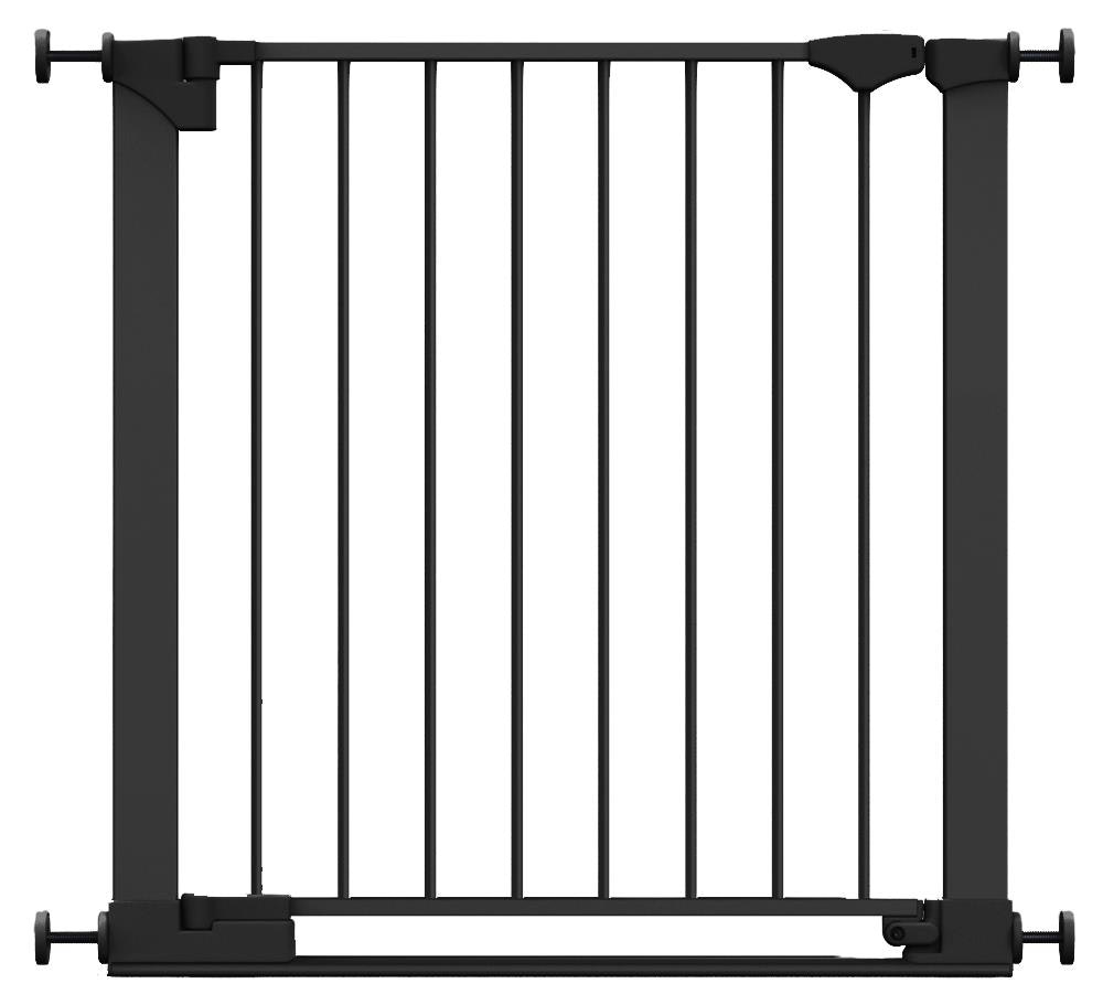 Safetots Black Safestep Gate, 75Cm - 82Cm, Extra Low Walkthrough, Pressure Fit Safety Gate, Baby Gate For Stairs And Doors - Metal - 75Cm -82Cm