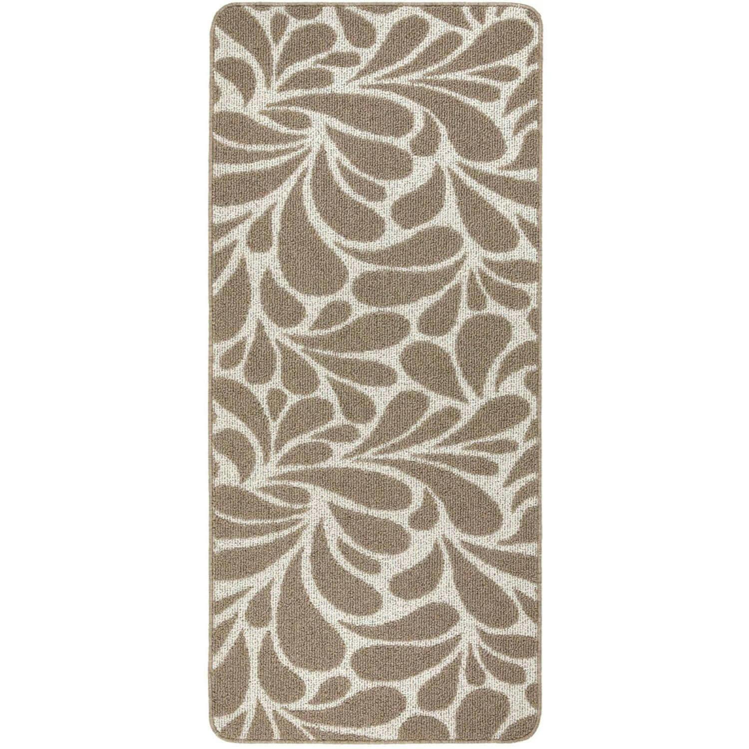 Rackhams Cream/Brown Raindrop Patterned Washable Mat And Runner - 67X150 Cm