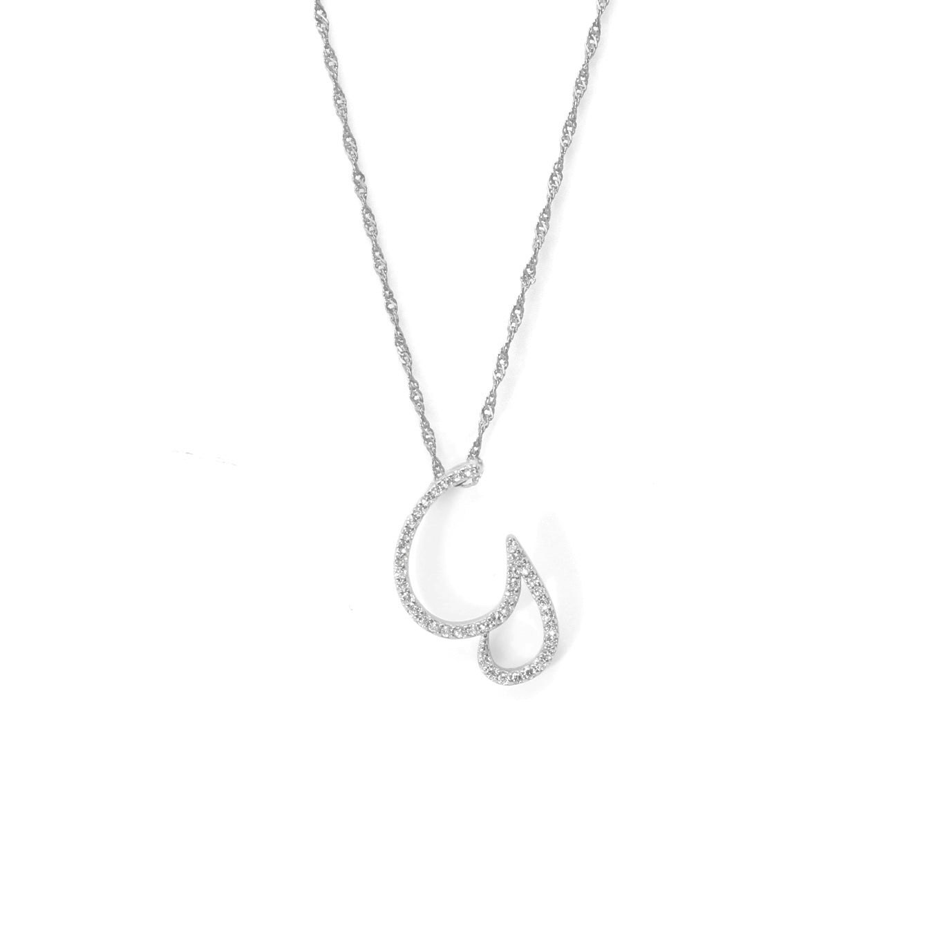 Say It With Silver Luxe Cz Initial Necklace - Sterling - G