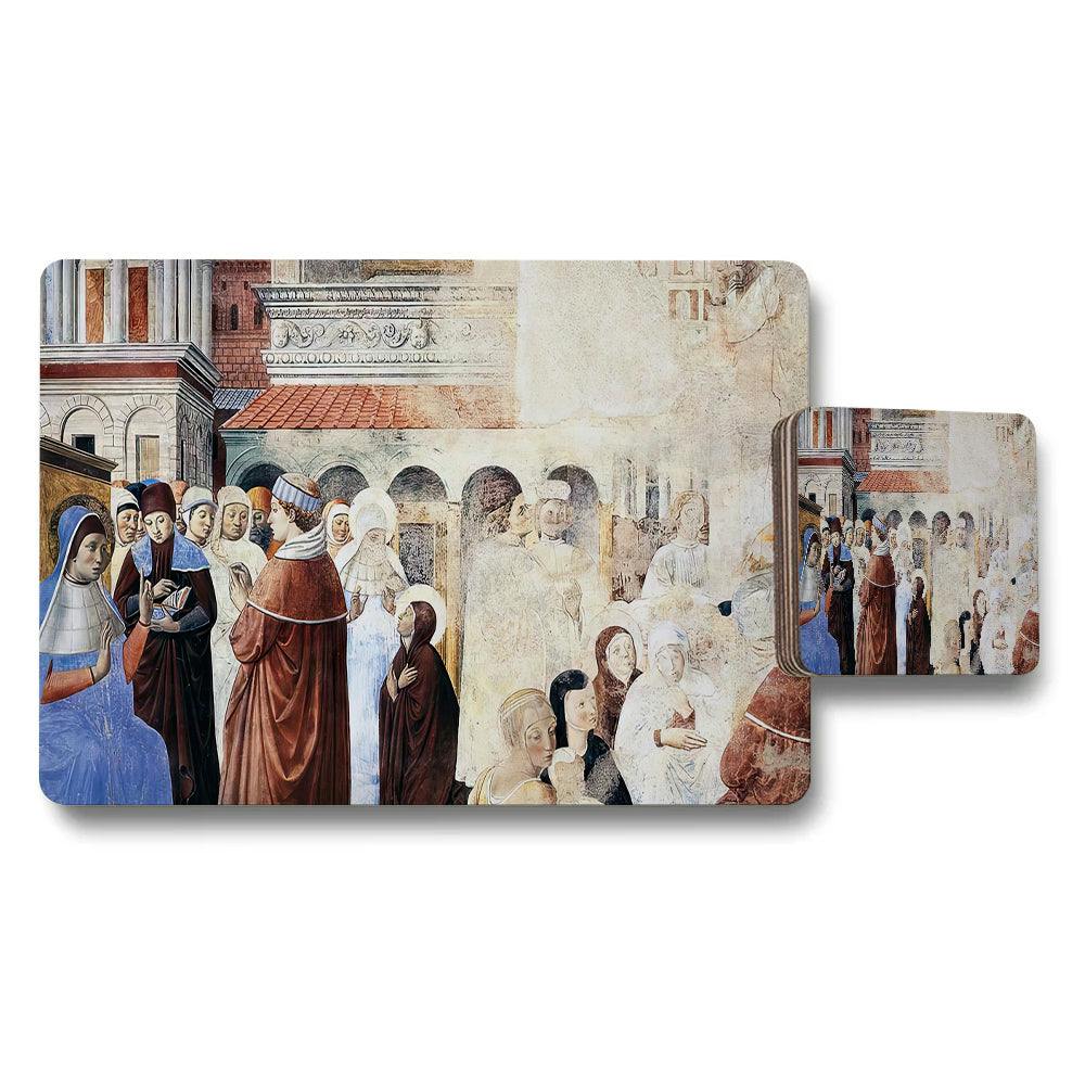 Benjamin Tate Design Renaissance Artwork Placemat And Coaster Set For Dining Table