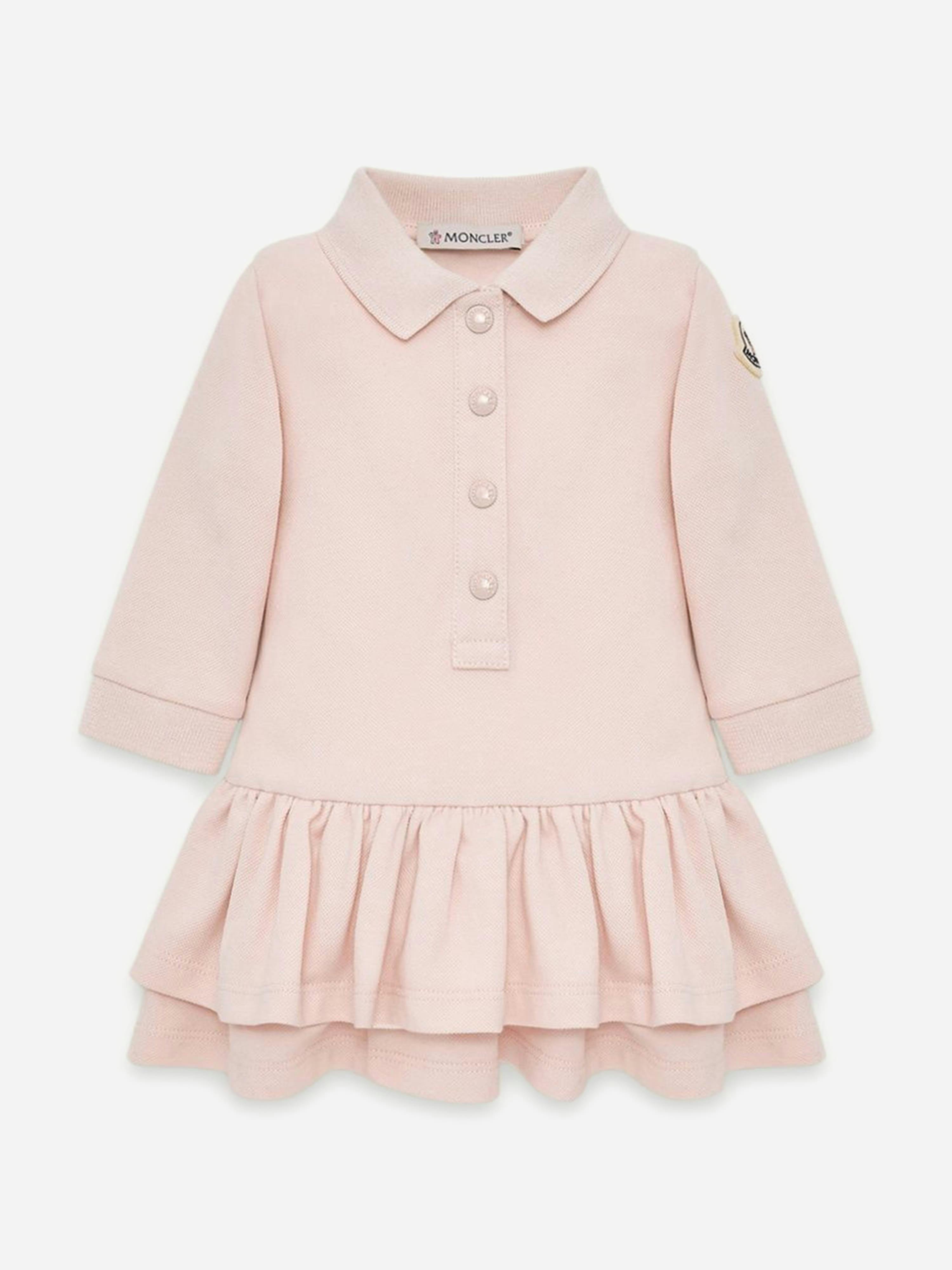 Moncler Enfant Women's Pink Baby Girls Ruffle Polo Dress In - 3 Yrs