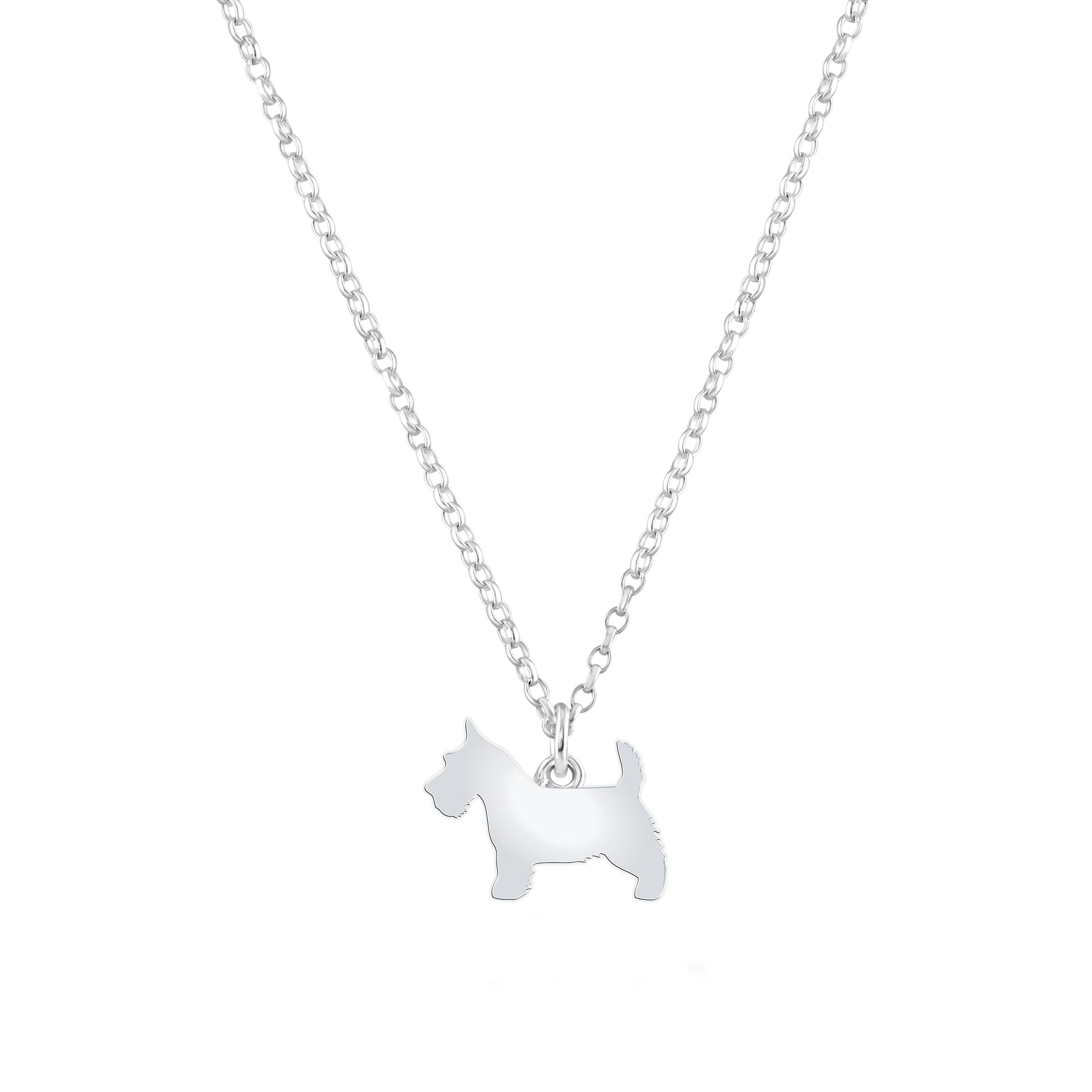 Mylee London Silver Scottish Terrier Silhouette Necklace - Personalised - Yes
