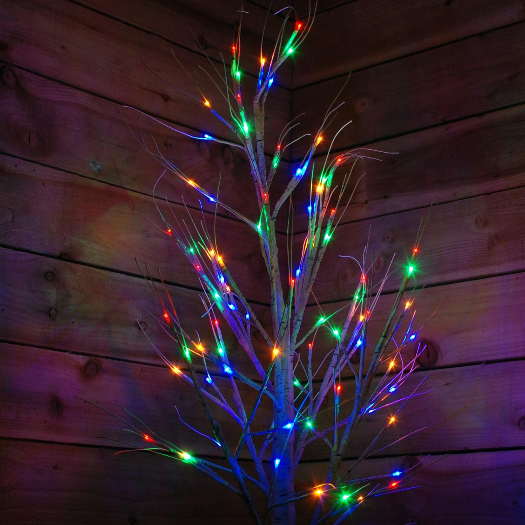 Rackhams Silver 2.4M Christmas Outdoor Birch Tree With 136 Multicoloured Leds