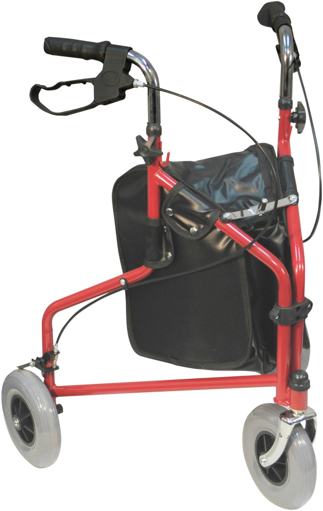 Aidapt Red Three Wheeled Steel Walker With Bag