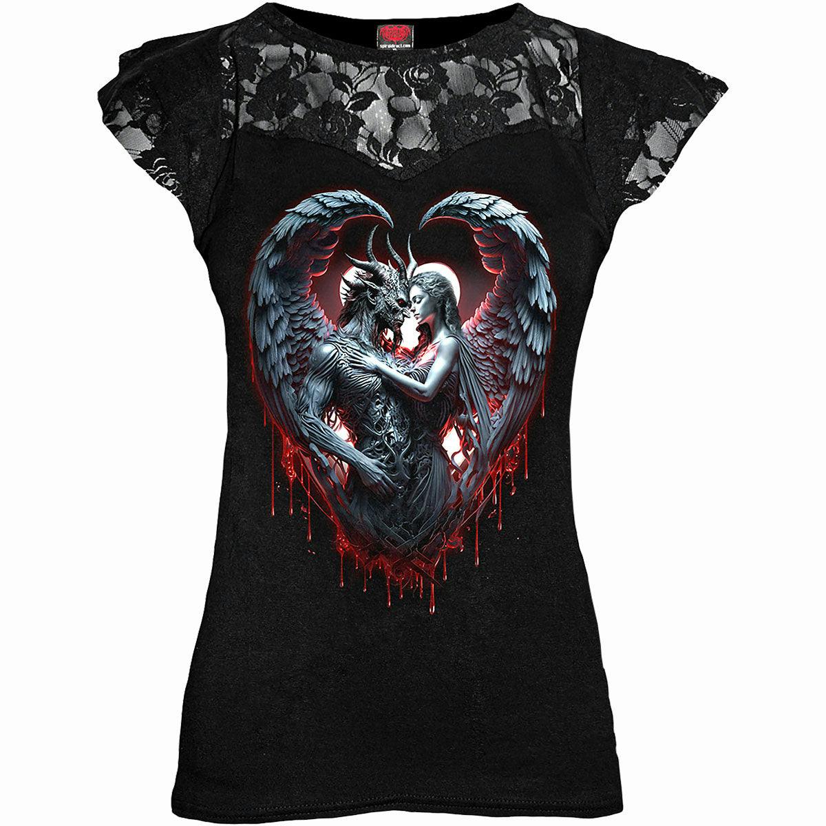 Spiral Direct Black Solemn Vow - Lace Layered Cap Sleeve Top - Xl - Digital - Digital