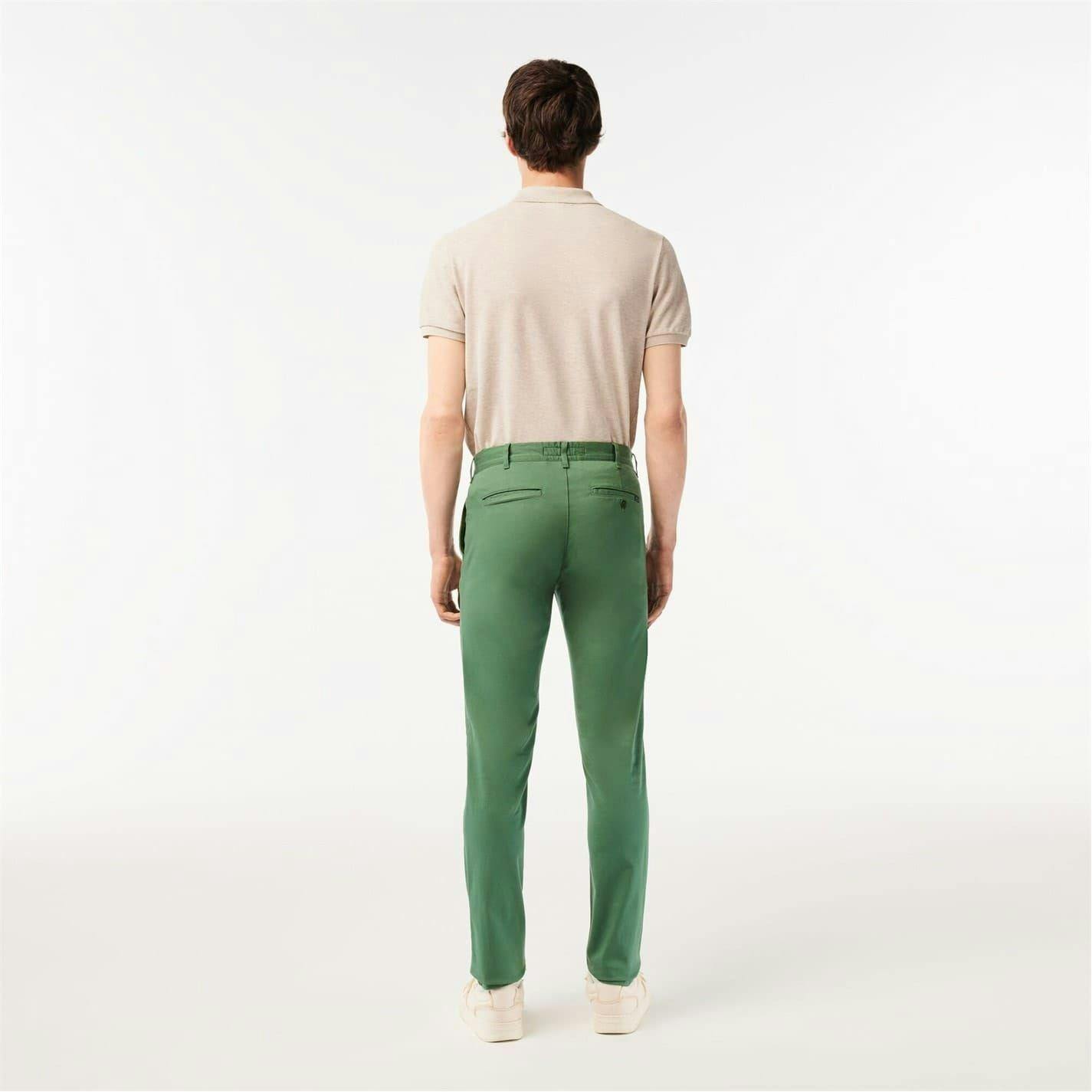 Lacoste Men's Green Organic Cotton Slim Chinos - 38L - 100% Organic Cotton