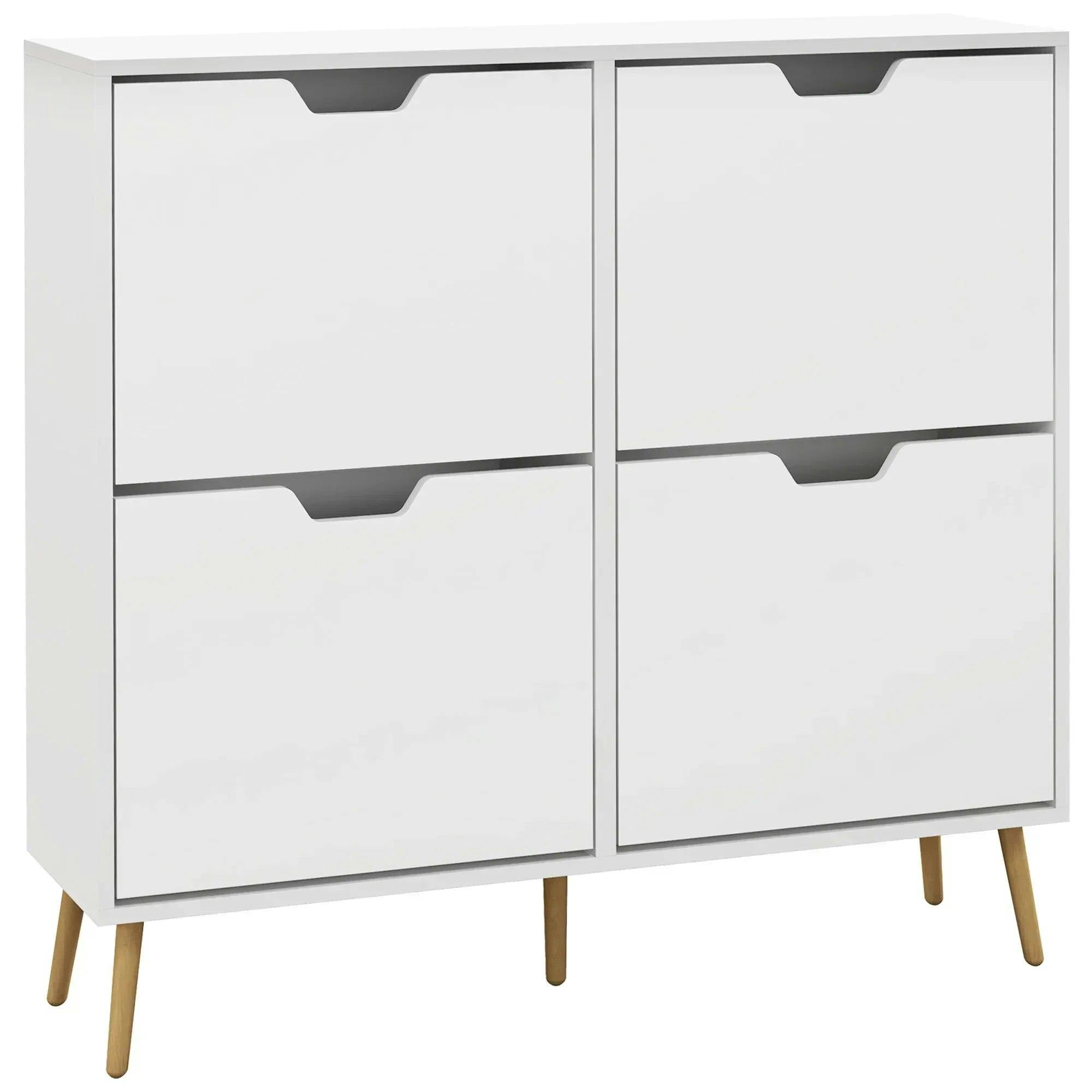 HOMCOM Shoe Storage Cabinet with 4 Flip Drawers for 16 Pairs of Shoes in White - Image 5