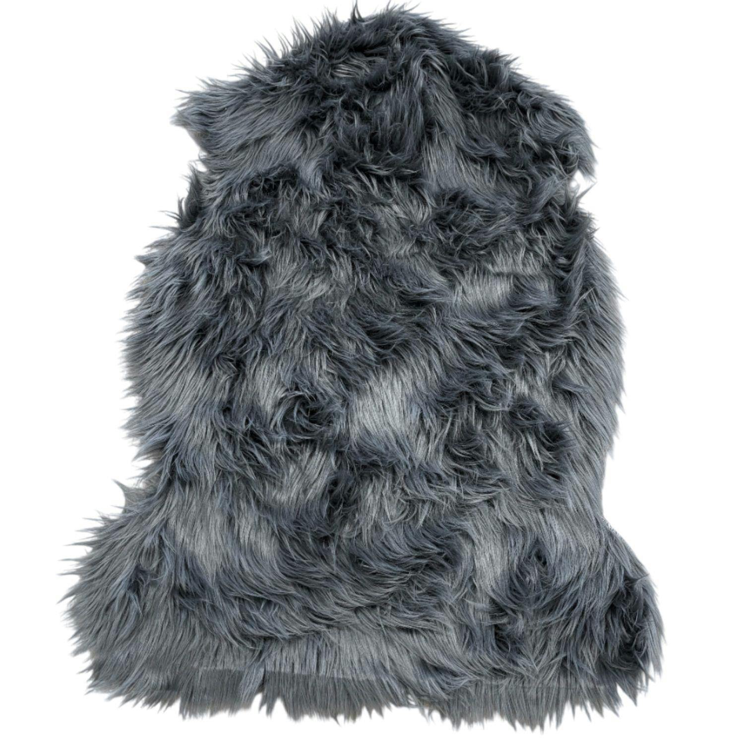 Homespace Direct Dark/Grey Luxury Faux Rabbit Fur Rug - Image 3
