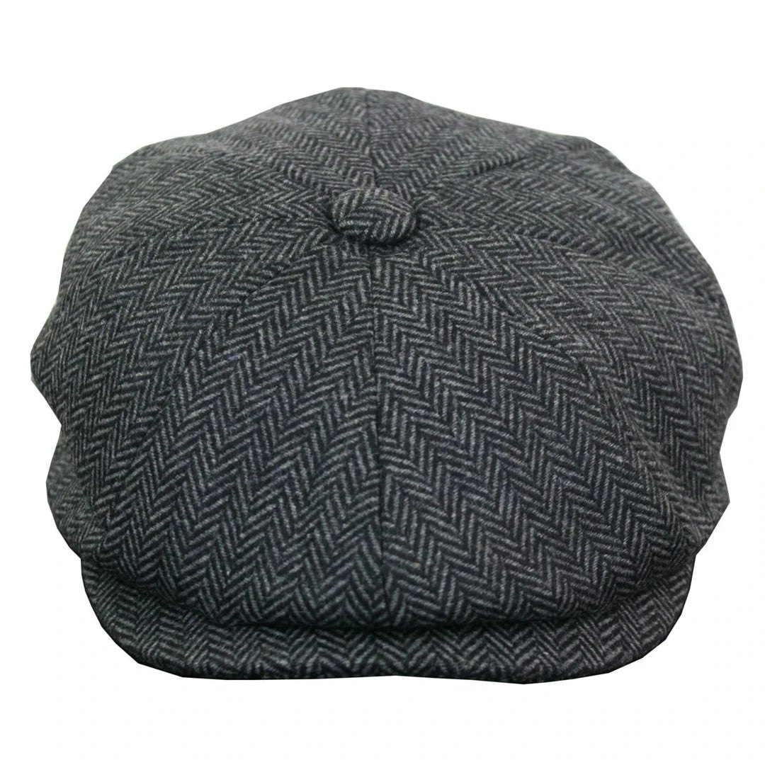 Truclothing Boys Herringbone News Hat Flat Cap - Charcoal - 52