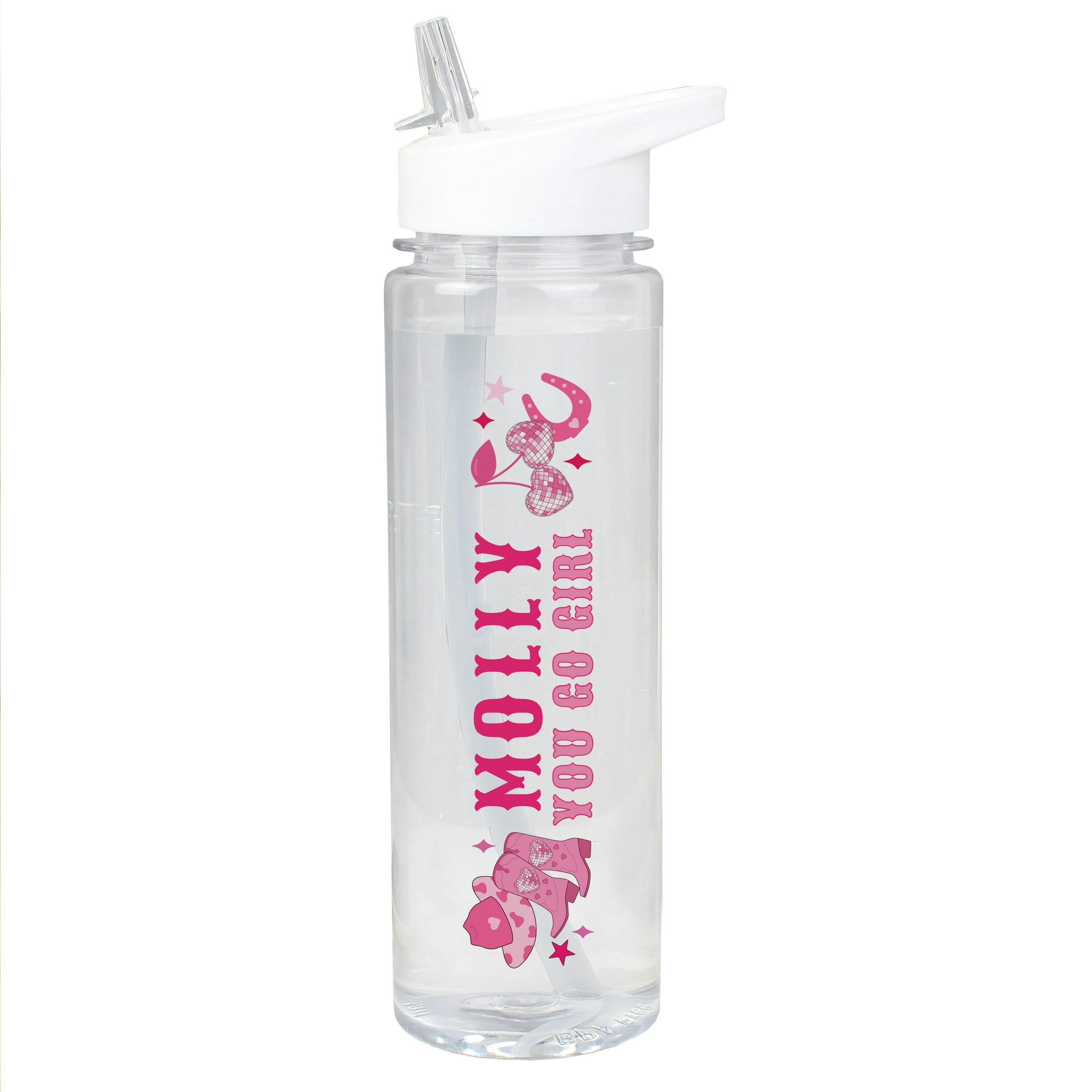 Personalised Memento Company Pink/White Personalised Cowgirl Water Bottle