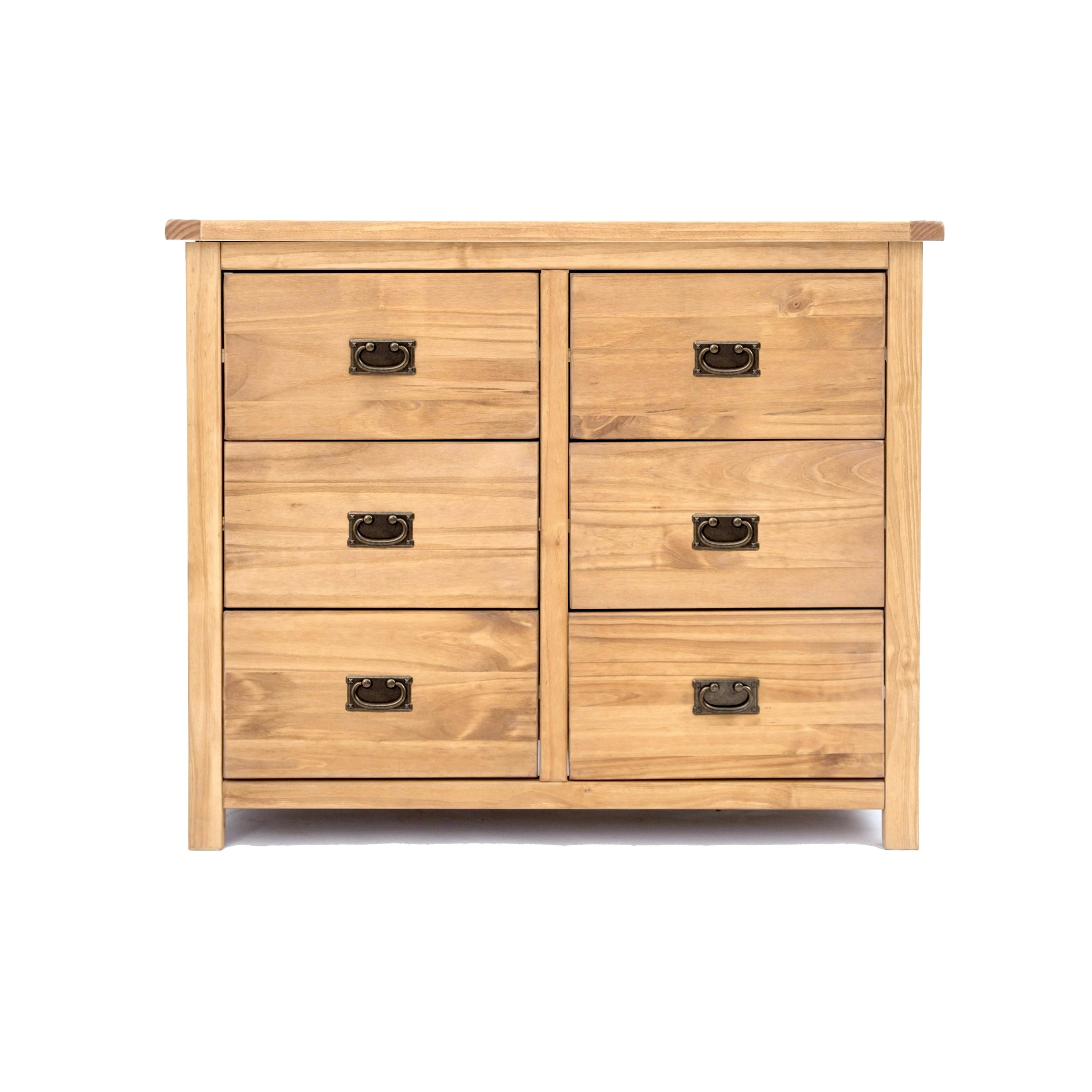 Rackhams Light/Brown Lugo 6 Drawer Chest Of Drawers Bras Drop Handle