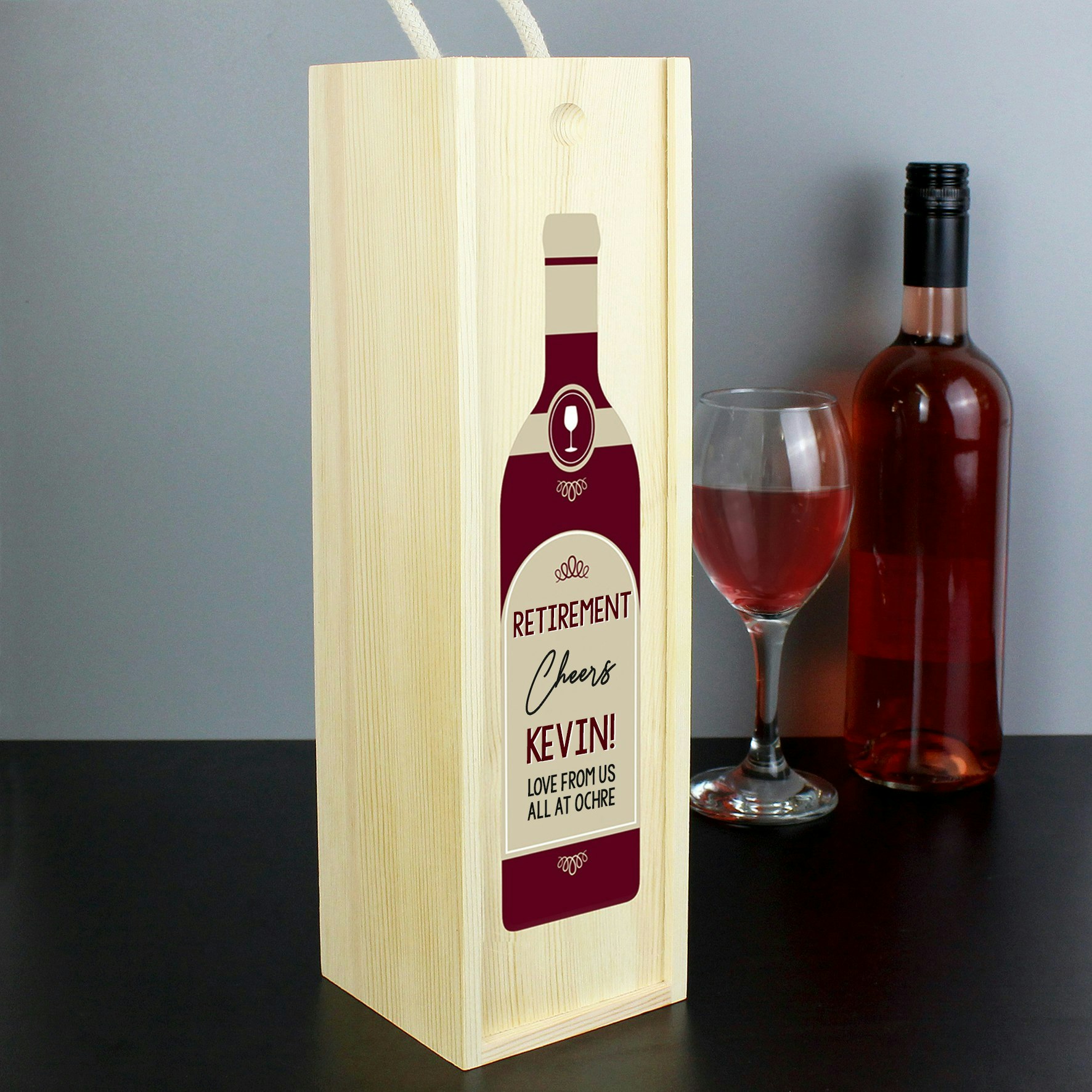 Personalised Memento Company Red Personalised Free Text Wooden Wine Bottle Box