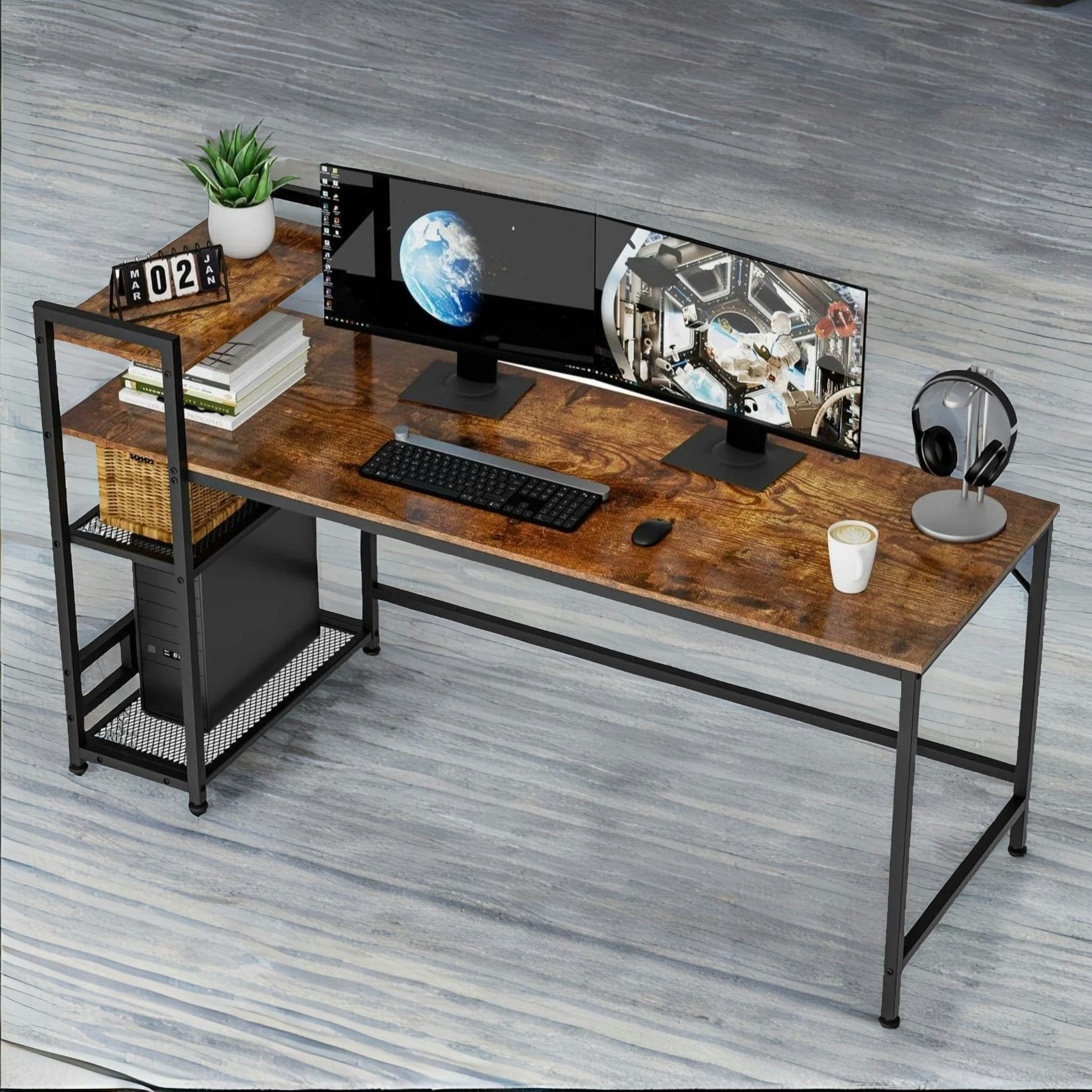 Rafaelo Mobilia Industrial 4 Tier Writing Desk 160Cm Wide