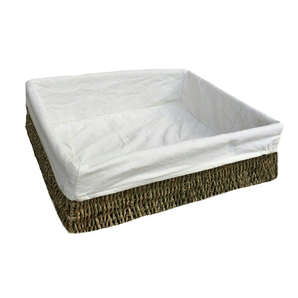 Rackhams Red/Green Lined Rectangular Seagrass Serving Tray - Extra Large