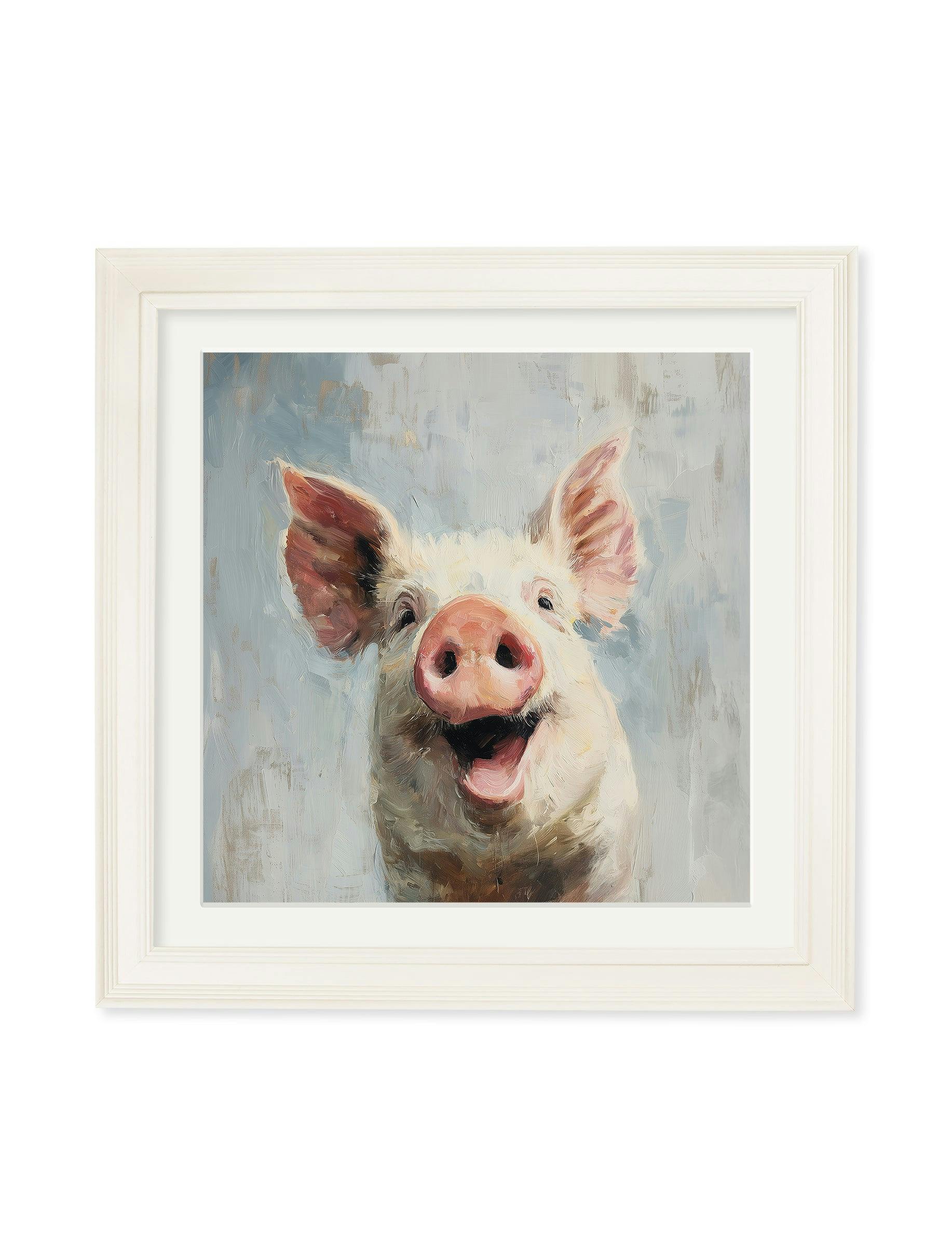 Rackhams Cream The Giggly Pig - Hurstwood Square Frame - The Giggly Pig - 96 X 96Cm
