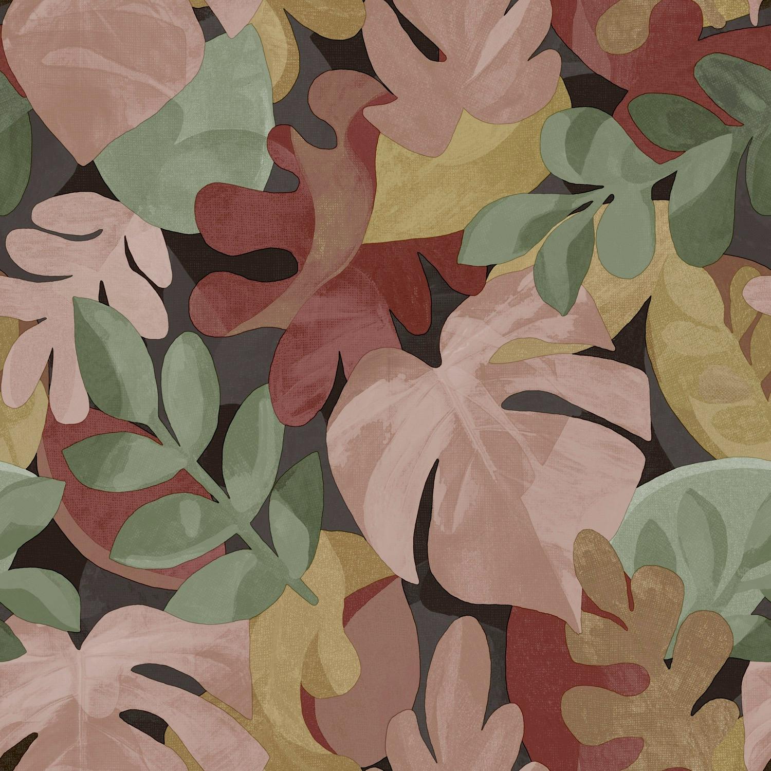 Rackhams Red/Pink Boutique Retro Leaf Pvc-Free Eco Wallpaper, Multi