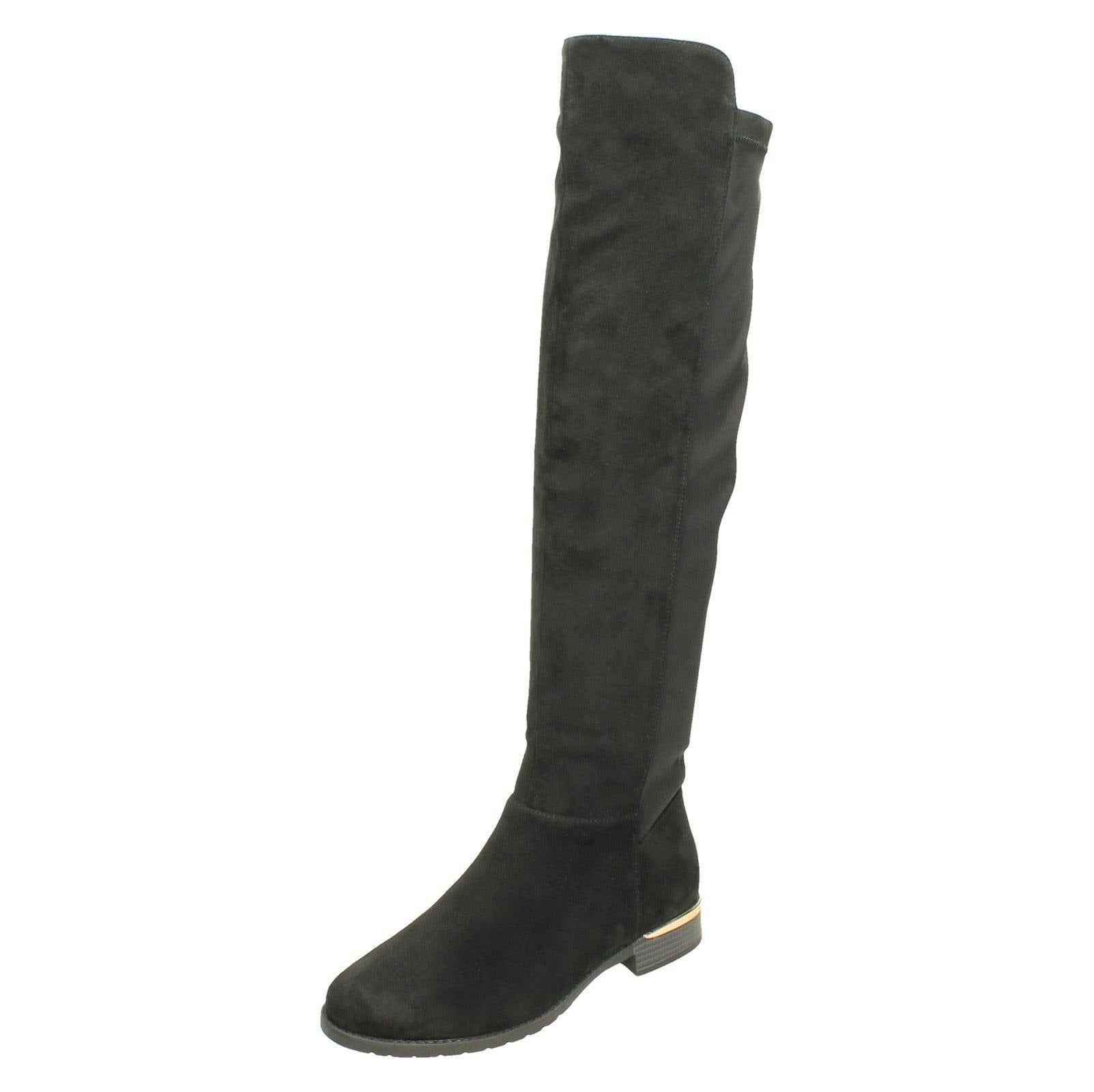 Spot On Women's Black Over The Knee Boots F4446 - Uk 7