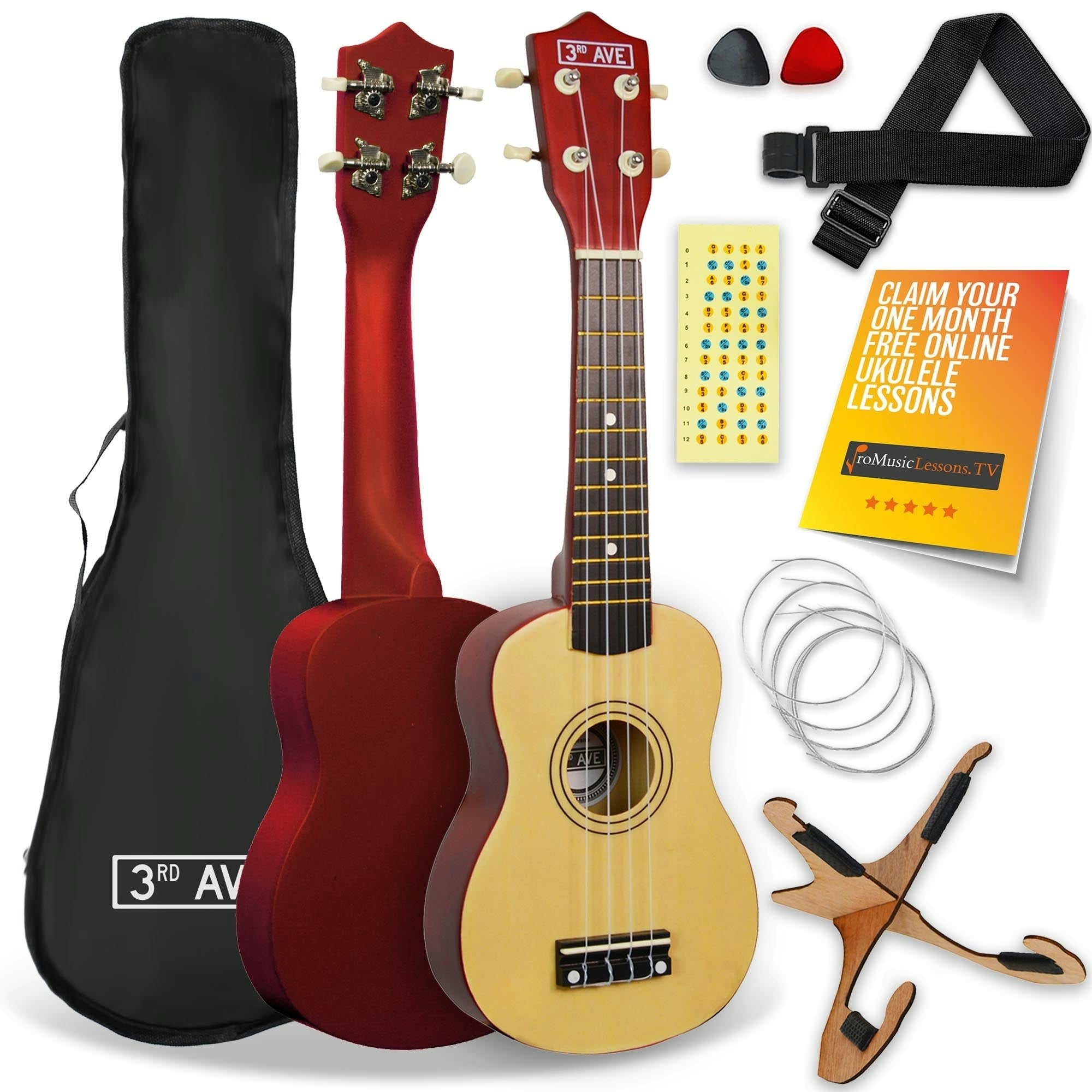 3Rd Avenue Beige Soprano Ukulele Pack - Natural in Size Standard, Sports Direct - Image 6