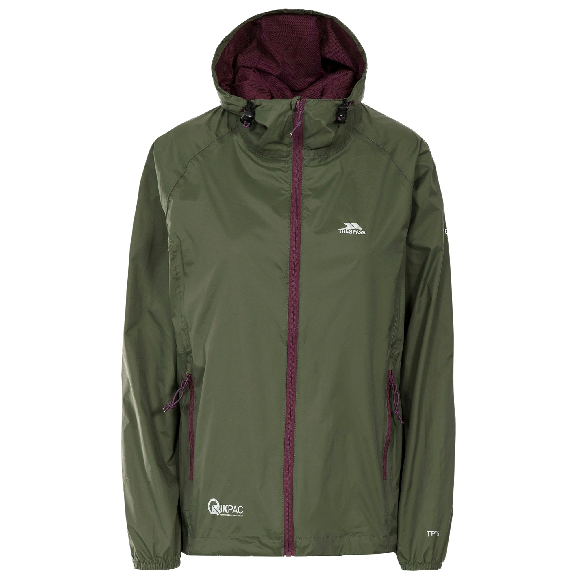 Trespass Women's Qikpac Packaway Waterproof Jacket - Moss - Moss - Small
