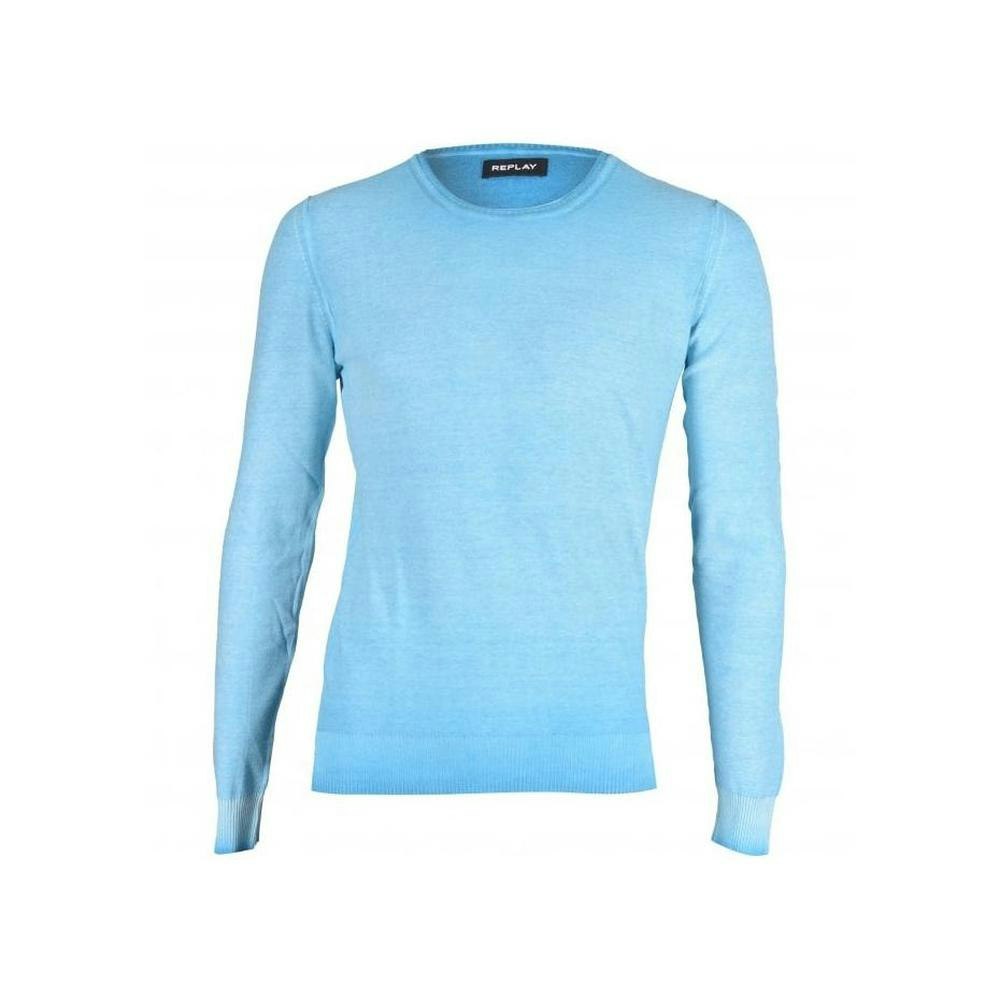 Replay Sky Blue Lightweight Crew-Neck Sweater, Neon - Small