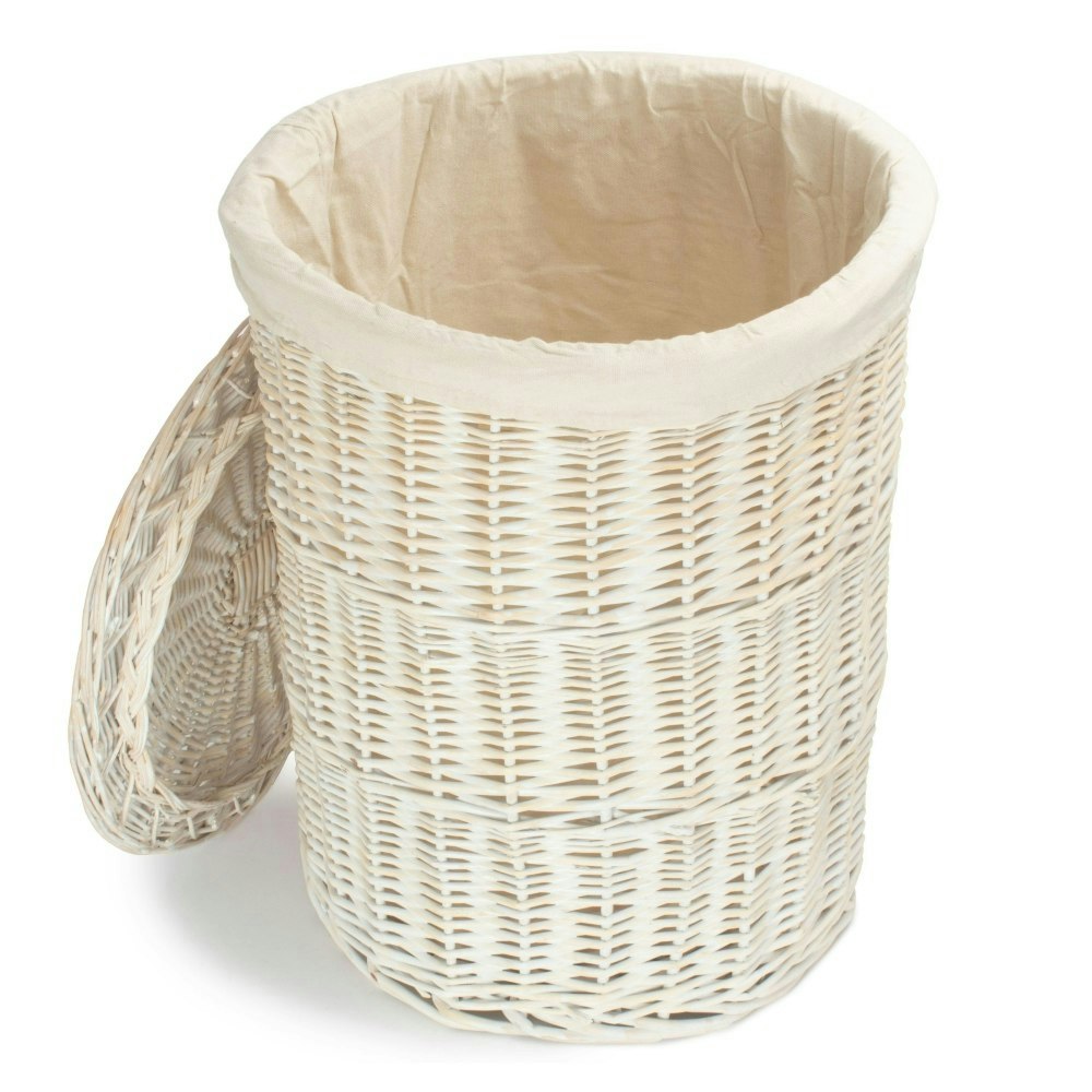 Red Hamper Red/White Hamper Round Wash Wicker Laundry Basket With A Oatmeal Lining Large