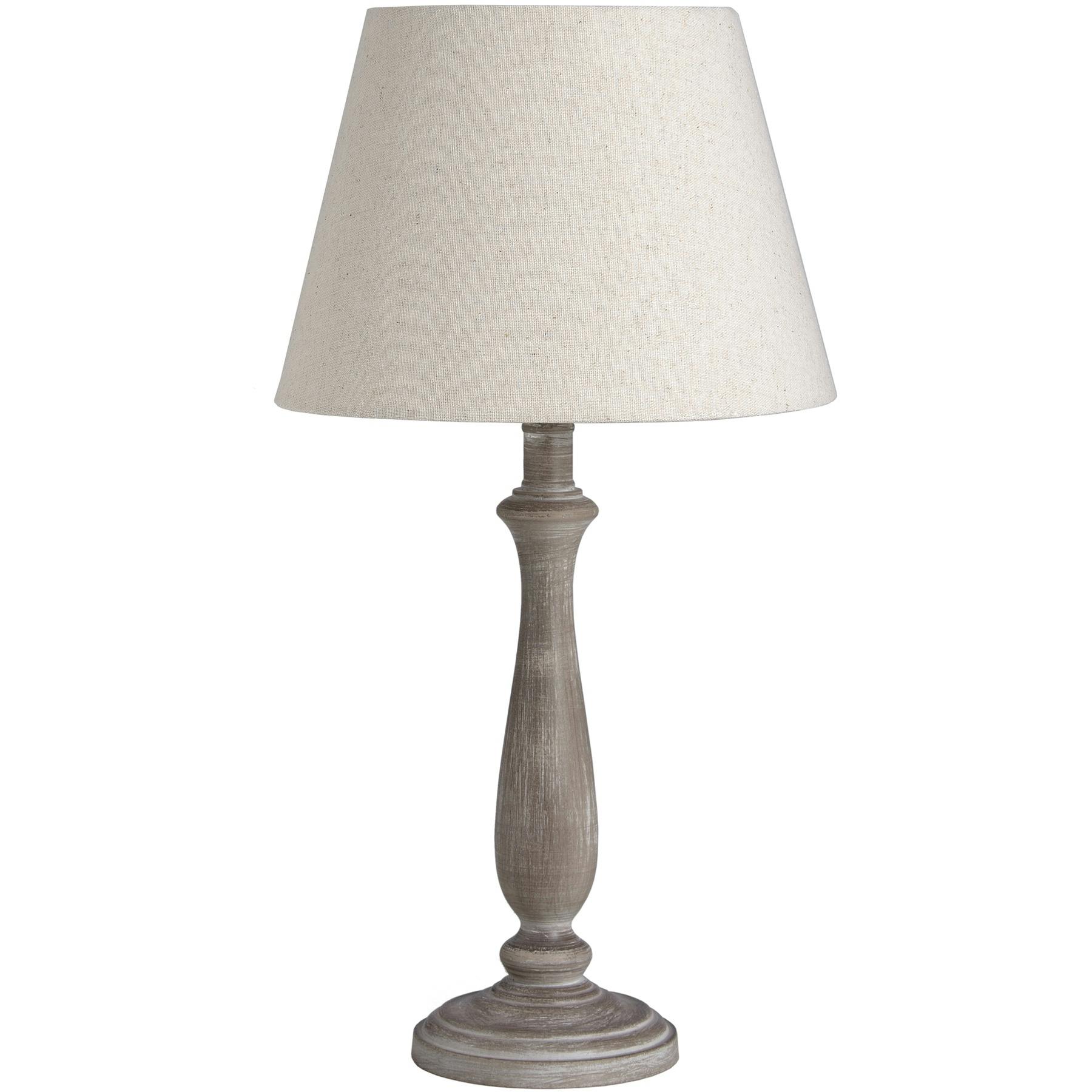 Hill Interiors Beige/Light/Brown Teos Table Lamp (Uk Plug) - / - One Size - / - 50% Wood/50% Linen