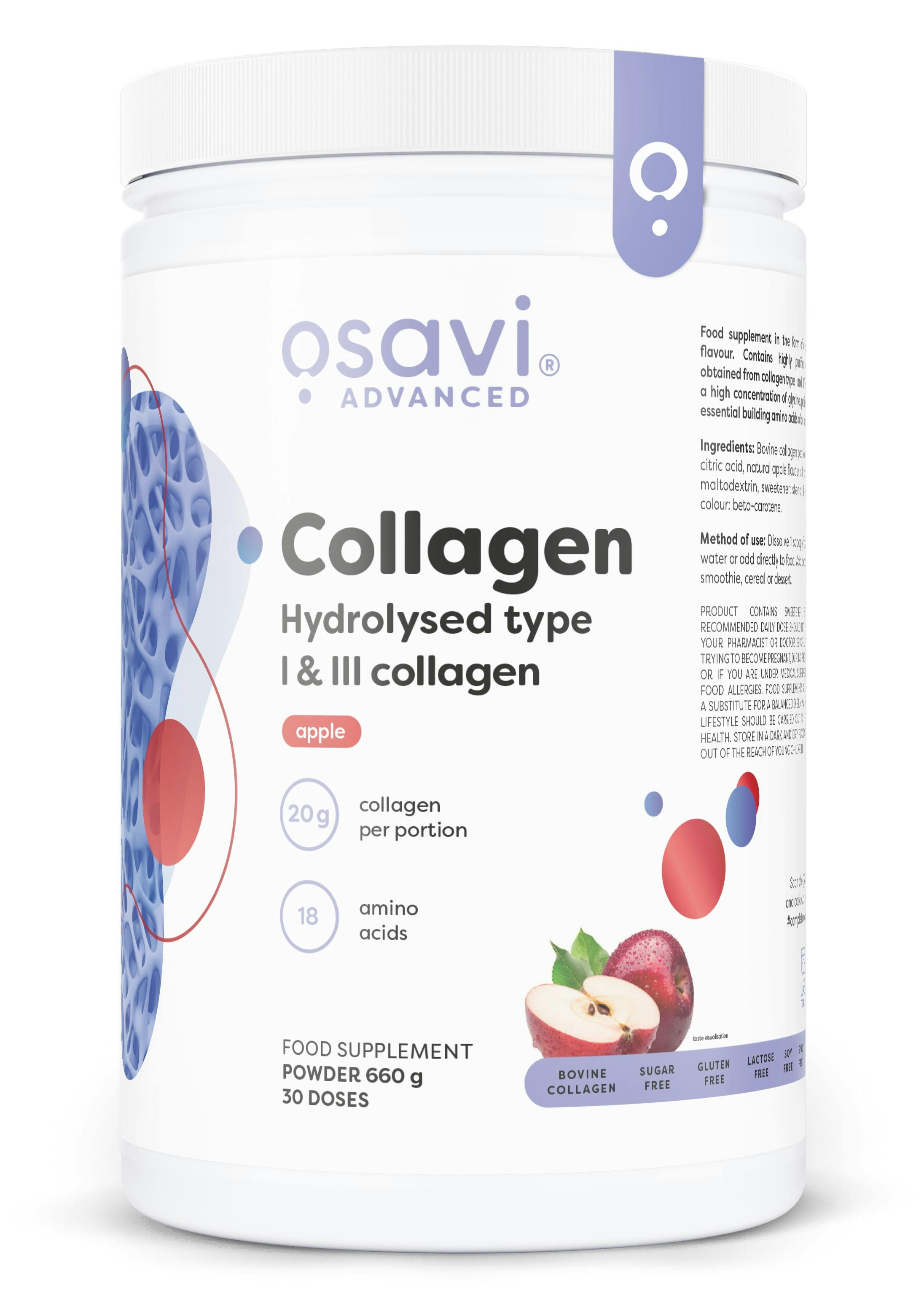 Osavi Collagen Hydrolysed Type I & III, Apple - 660 grams - Image 5