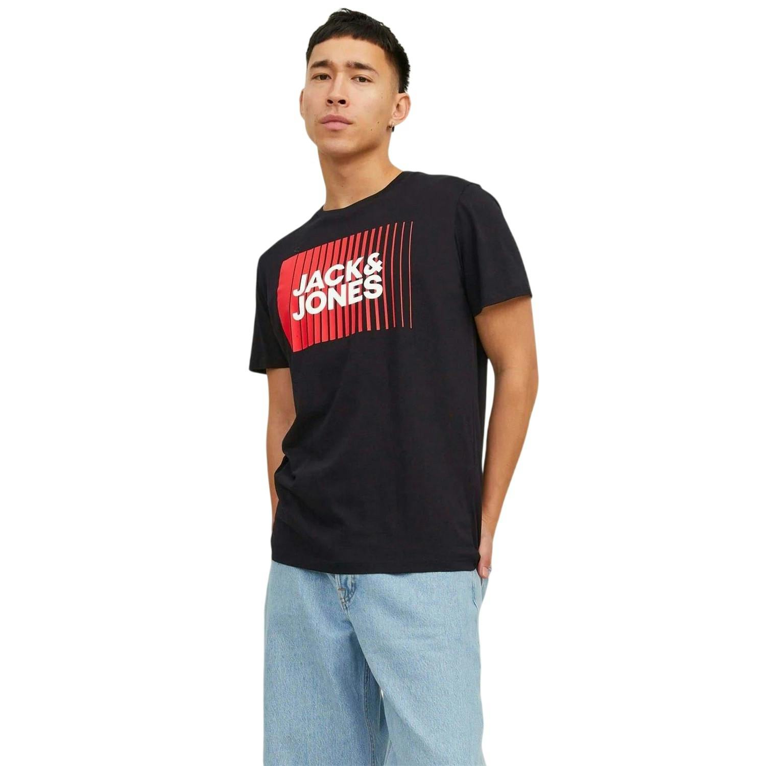 Jack And Jones Men's Black Logo T-Shirt - L - 100% Cotton