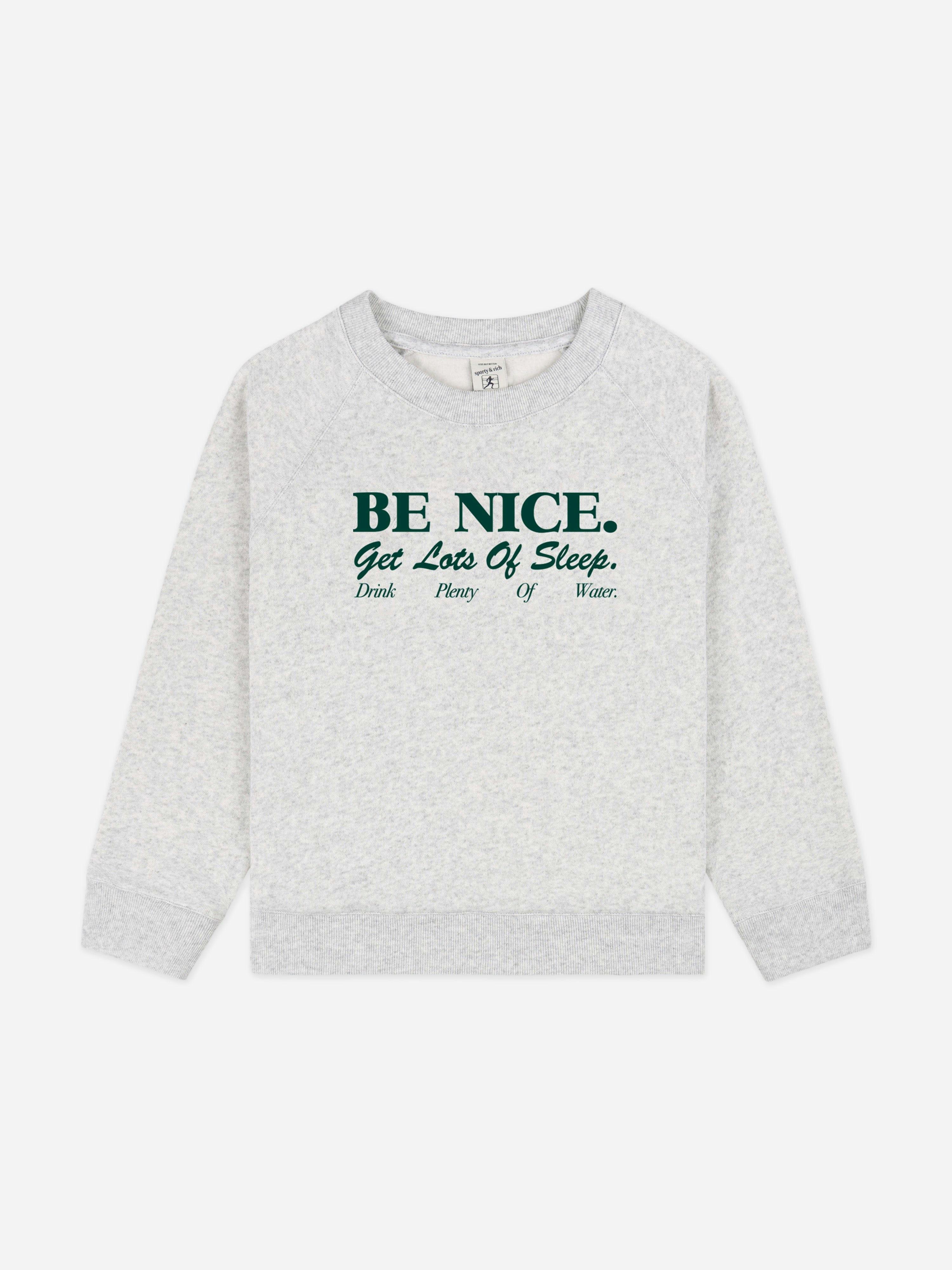 Sporty & Rich Unisex Kids Grey Kids Be Nice Sweatshirt In - 4 - 6 Yrs