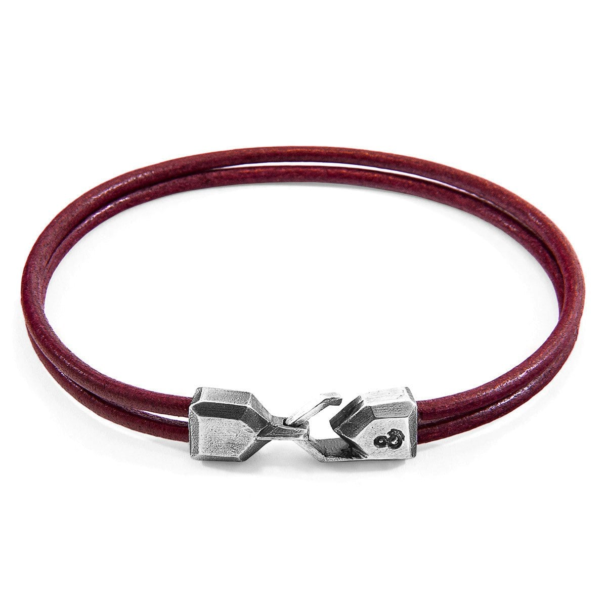 Anchor & Crew Bordeaux/Red/Silver Cromer And Round Leather Bracelet - M - 21Cm (Most Popular)
